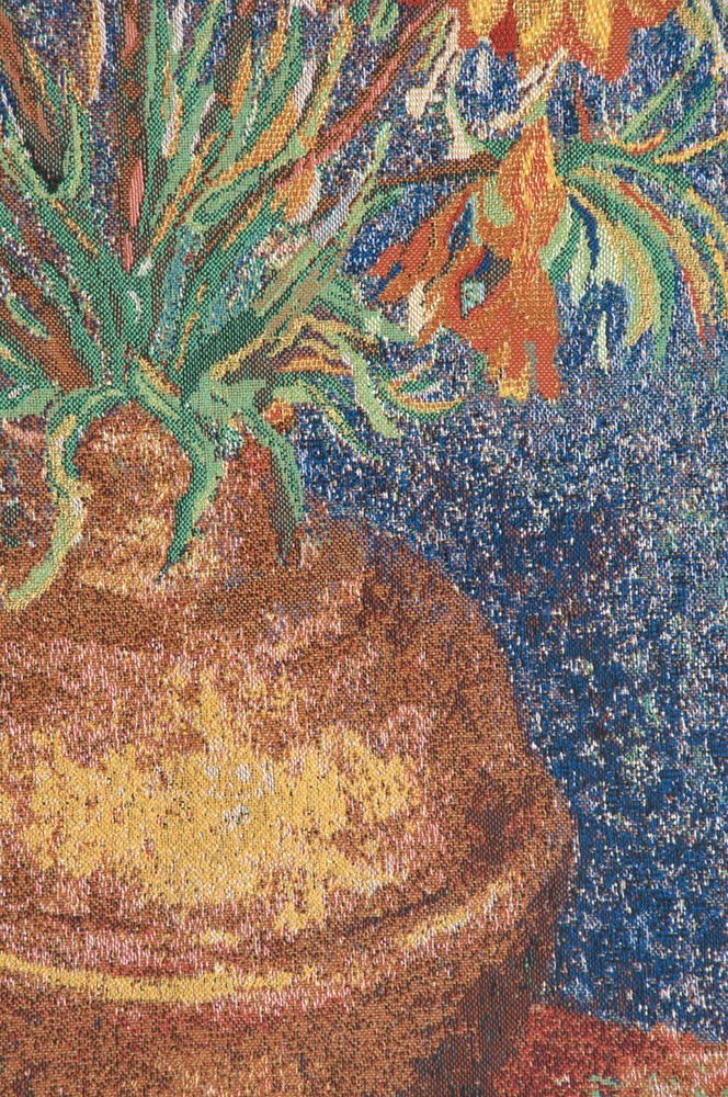 Vincent Van Gogh Fritillaria Vintage Tapestry Wall Hanging 35 x 27 in Floral Still Life Jacquard Woven Wall Art