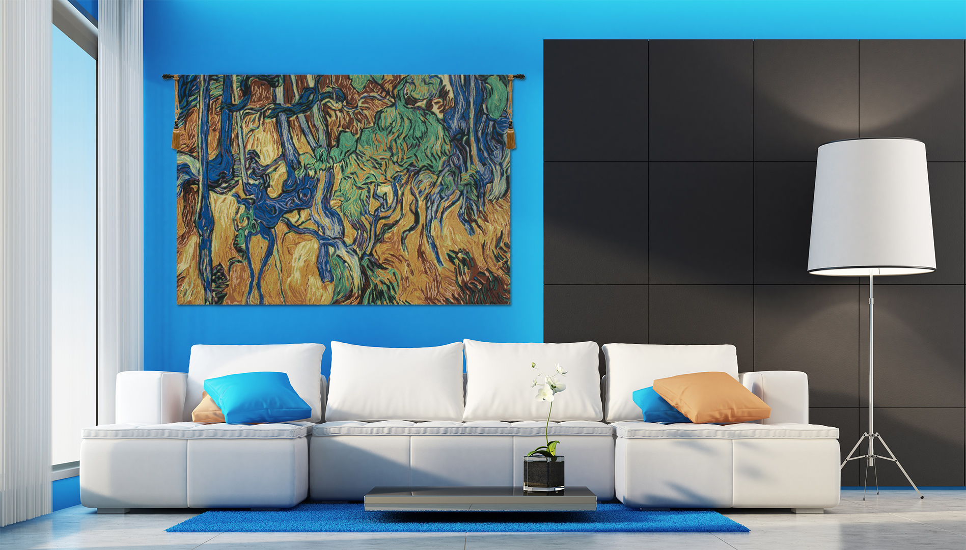 Vincent Van Gogh Tree Roots Trunks Vintage Tapestry Wall Hanging 29 x 41 in Post Impressionist Nature Jacquard Woven Wall Art