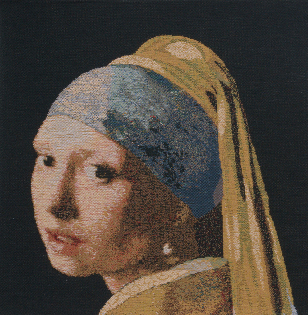 Johannes Vermeer Girl with the Pearl Earring Tapestry Pillow Cover 16x16 Inch Cotton Jacquard Woven Cushion Cover