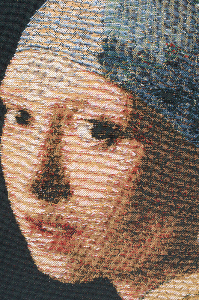 Johannes Vermeer Girl with the Pearl Earring Tapestry Pillow Cover 16x16 Inch Cotton Jacquard Woven Cushion Cover