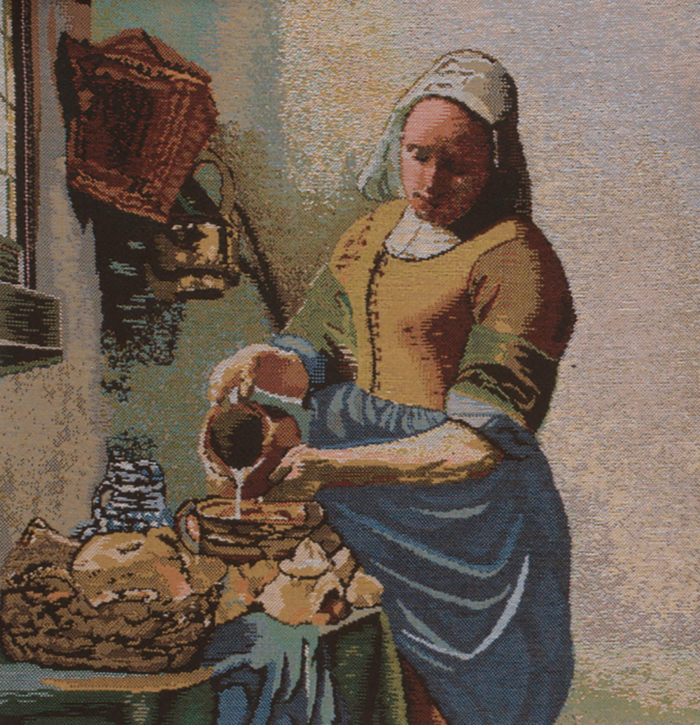Johannes Vermeer The Servant Girl Tapestry Pillow Cover 16x16 Inch Cotton Jacquard Woven Cushion Cover