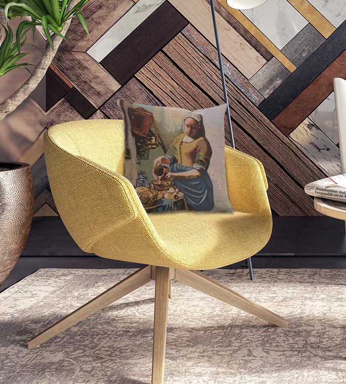 Johannes Vermeer The Servant Girl Tapestry Pillow Cover 16x16 Inch Cotton Jacquard Woven Cushion Cover