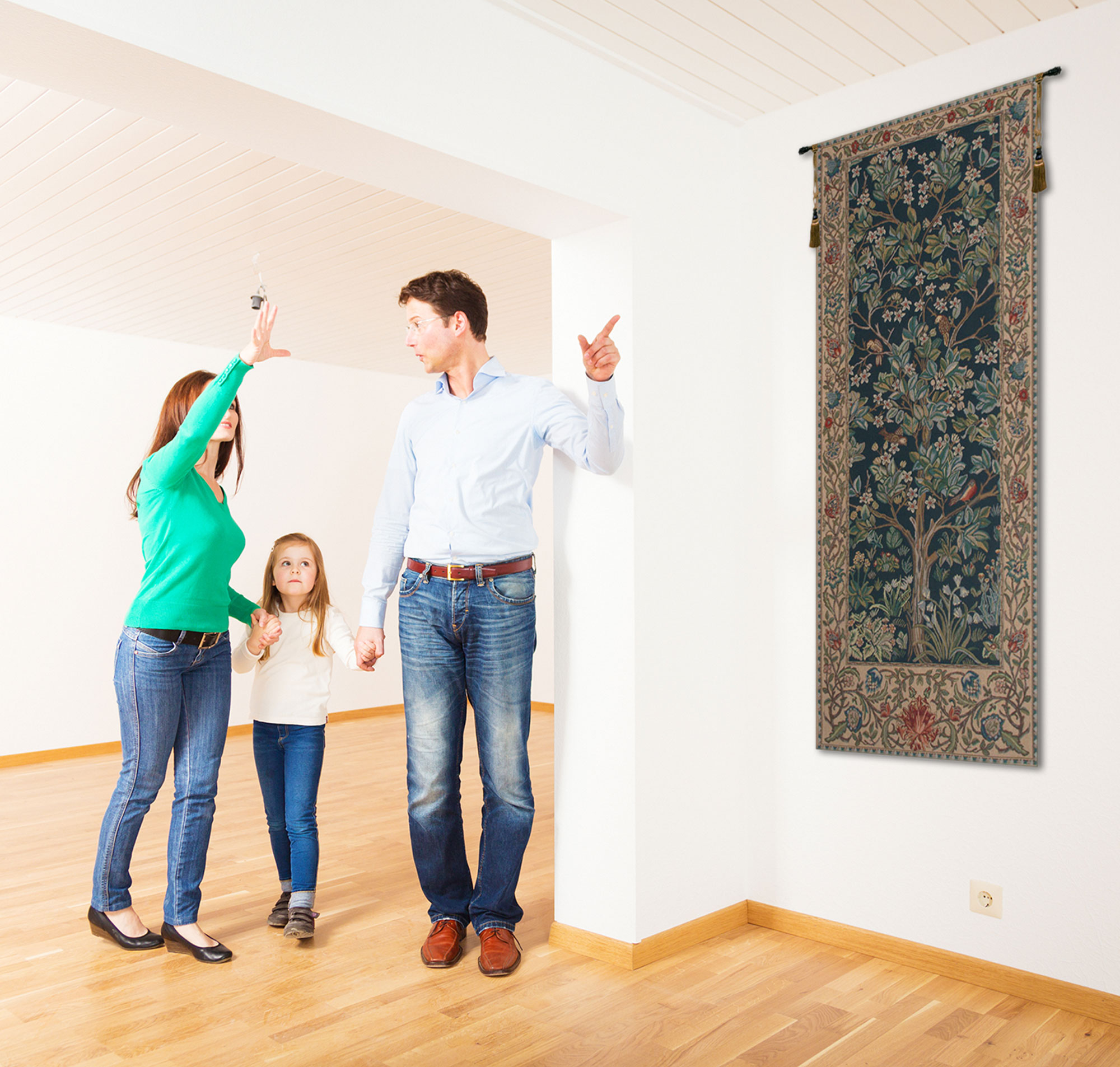 William Morris The Tree of Life Portiere Tapestry Wall Hanging 70 x 24 in Arts and Crafts Botanical Jacquard Woven Wall Art