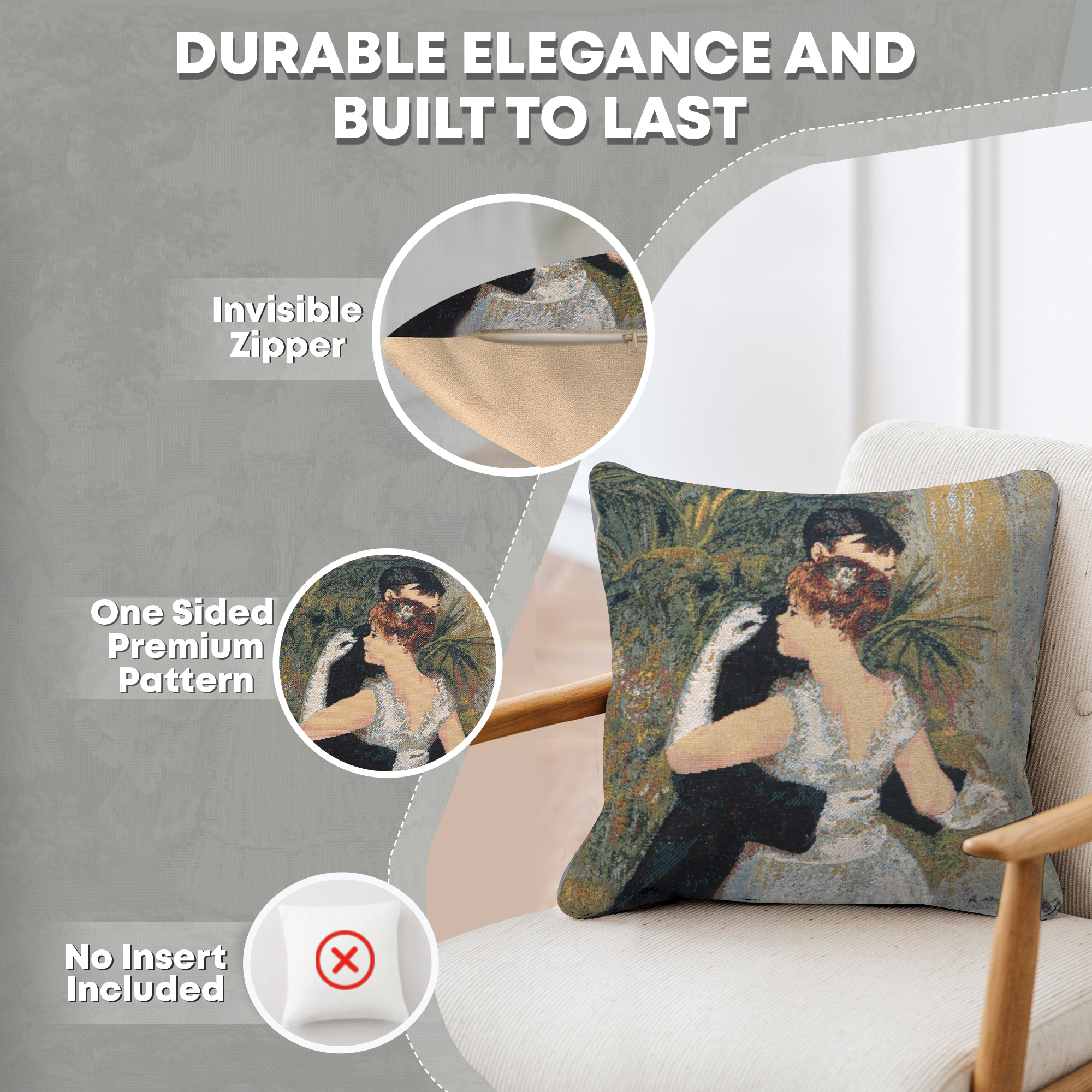 Edgar Degas Danse Belgian Tapestry Pillow Cover 13x13 Inch Cotton Jacquard Woven Cushion Cover