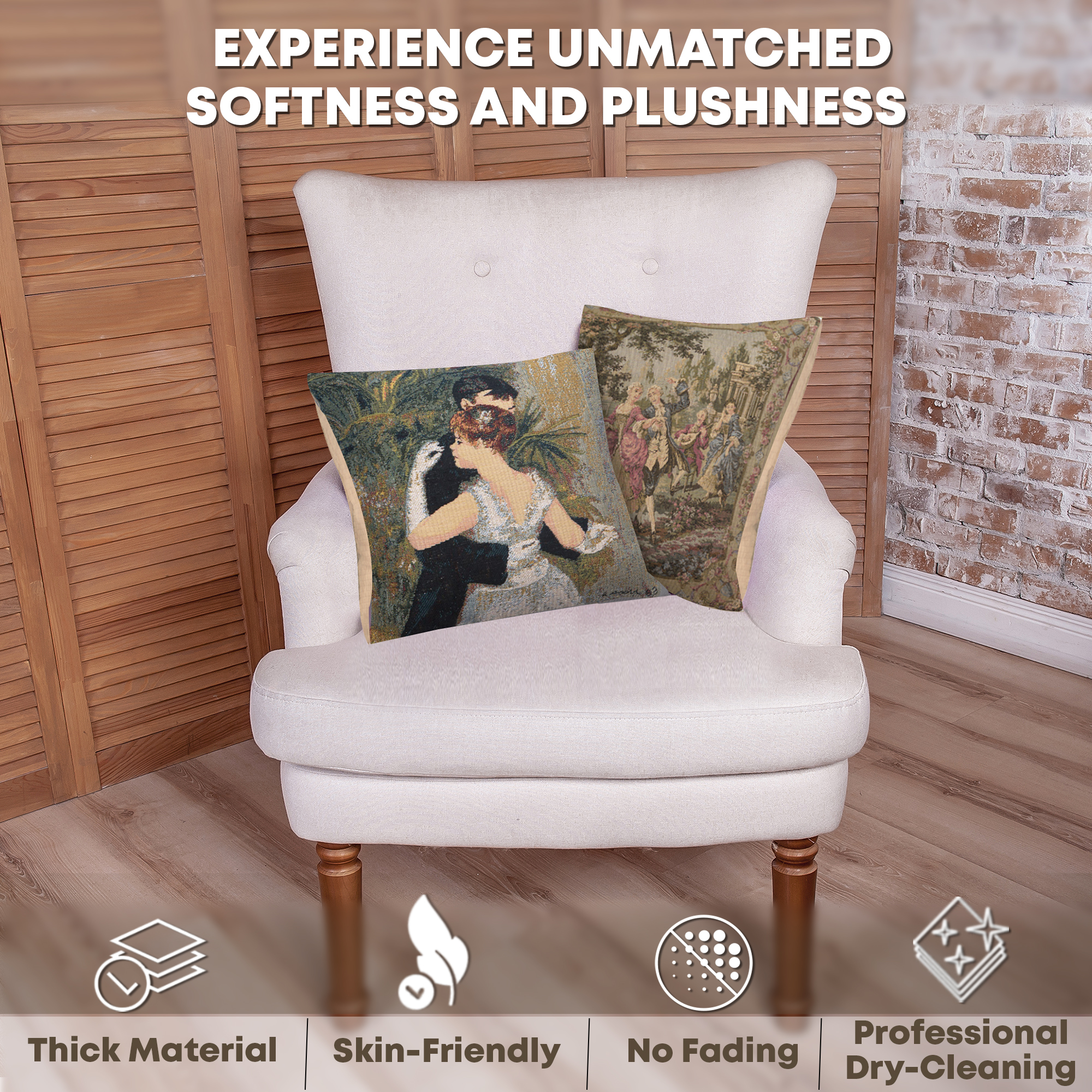 Edgar Degas Danse Belgian Tapestry Pillow Cover 13x13 Inch Cotton Jacquard Woven Cushion Cover