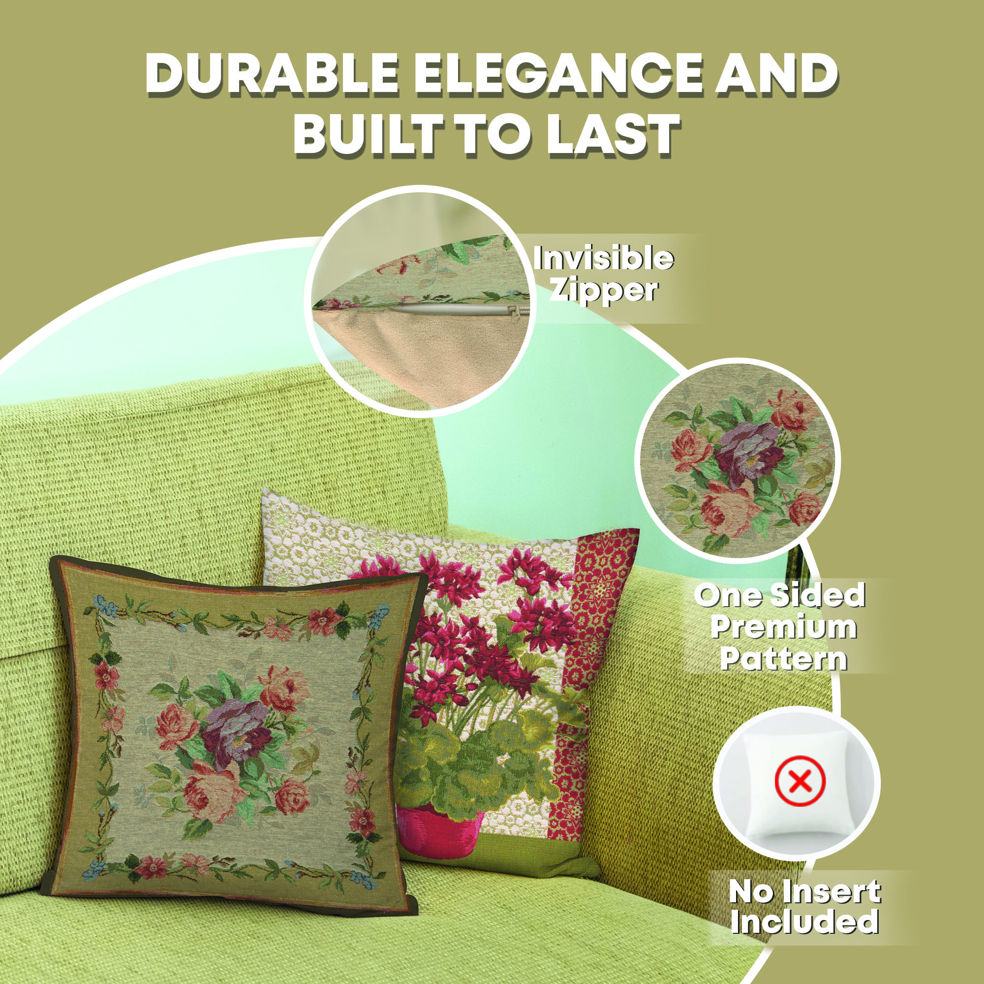 Floral Amboise Medallion Tapestry Pillow Cover 19x19 Inch Cotton Jacquard Woven Cushion Cover