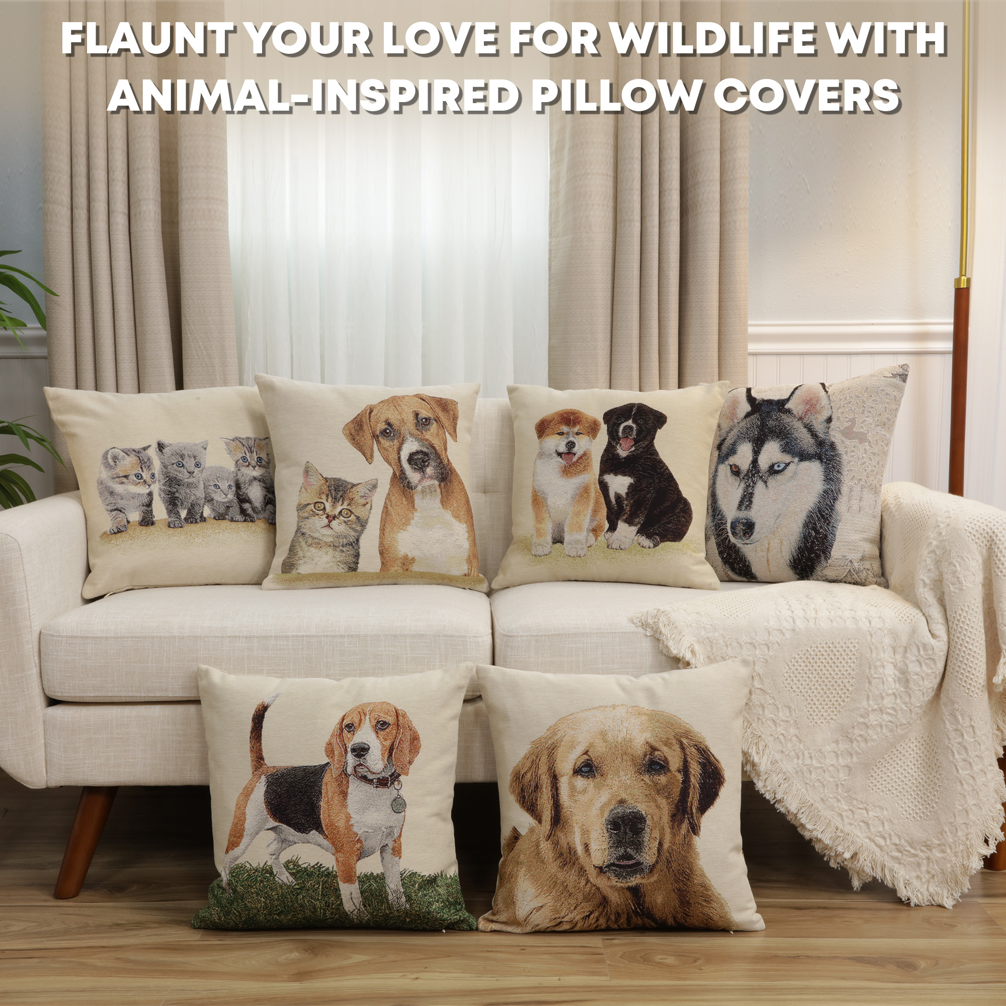 French Bulldog Tapestry Pillow Cover 18x18 Inch Cotton Jacquard Woven Cushion Cover