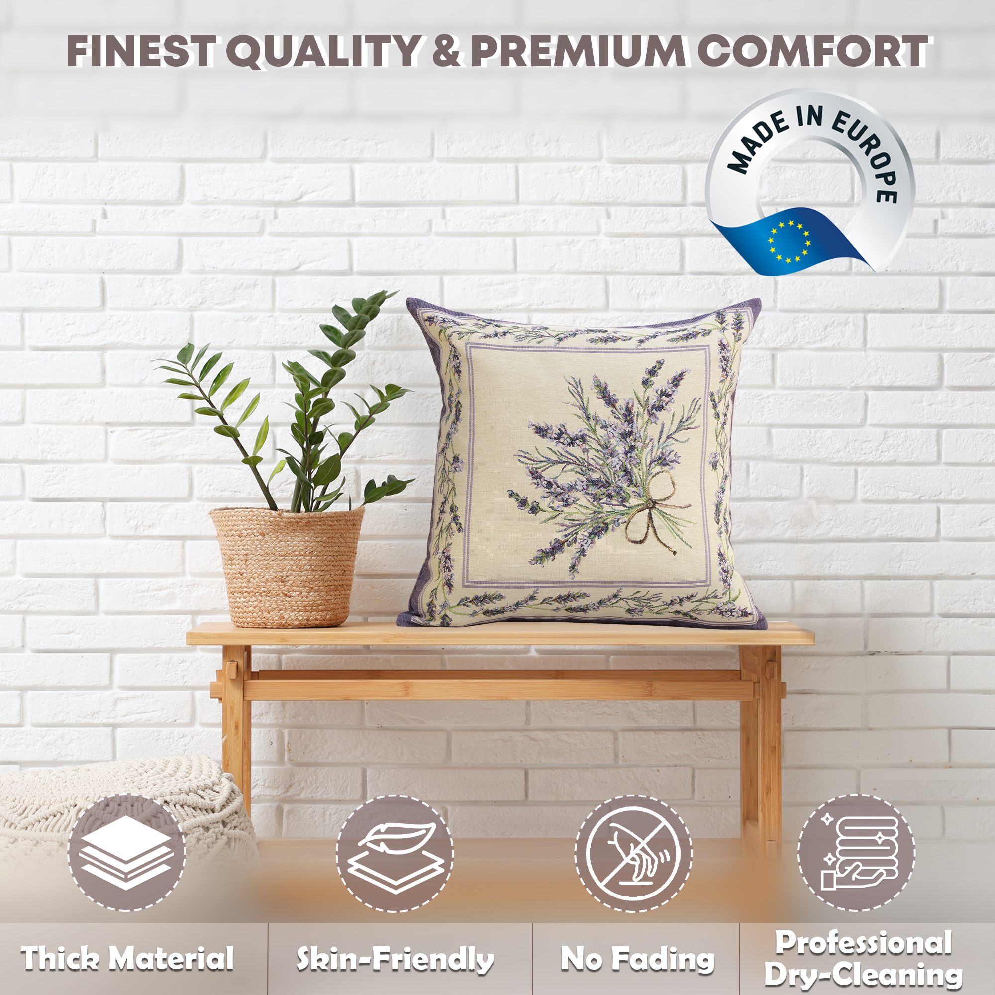 Nardus Bouquet Floral Tapestry Pillow Cover 18x18 Inch Cotton Jacquard Woven Cushion Cover