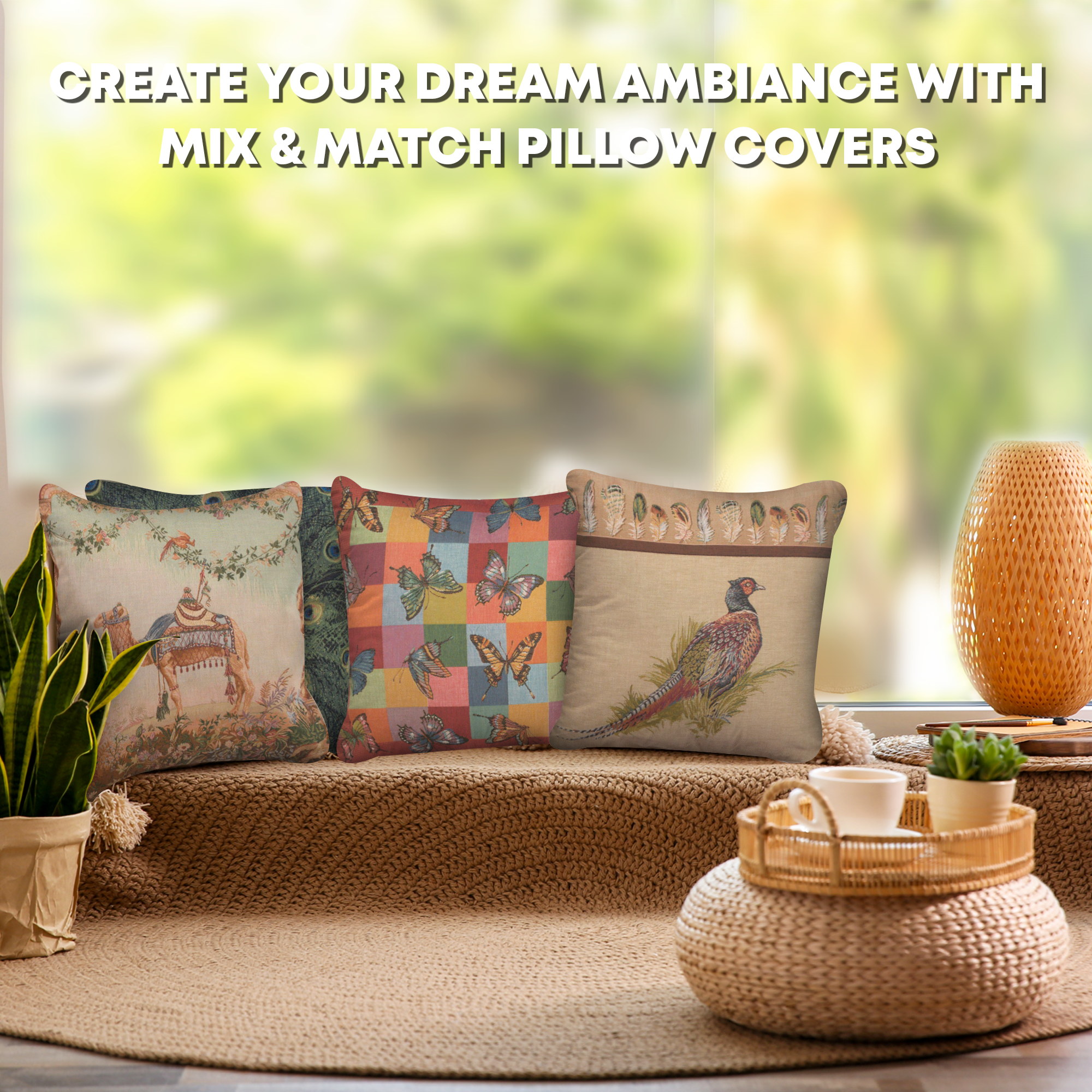 French Decorative Butterflies Tapestry Pillow Cover 19x19 Inch Cotton Jacquard Woven Cushion Cover