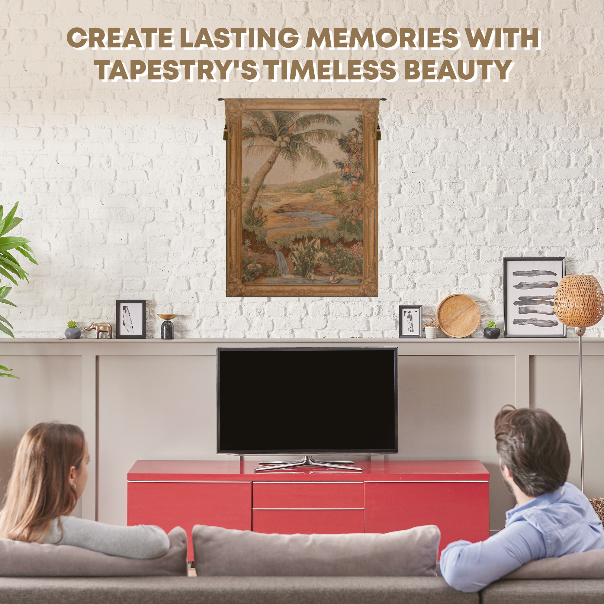 L'Oasis Floral Tapestry Wall Hanging 58 x 44 in Exotic Botanical Garden Jacquard Woven European Home Decor