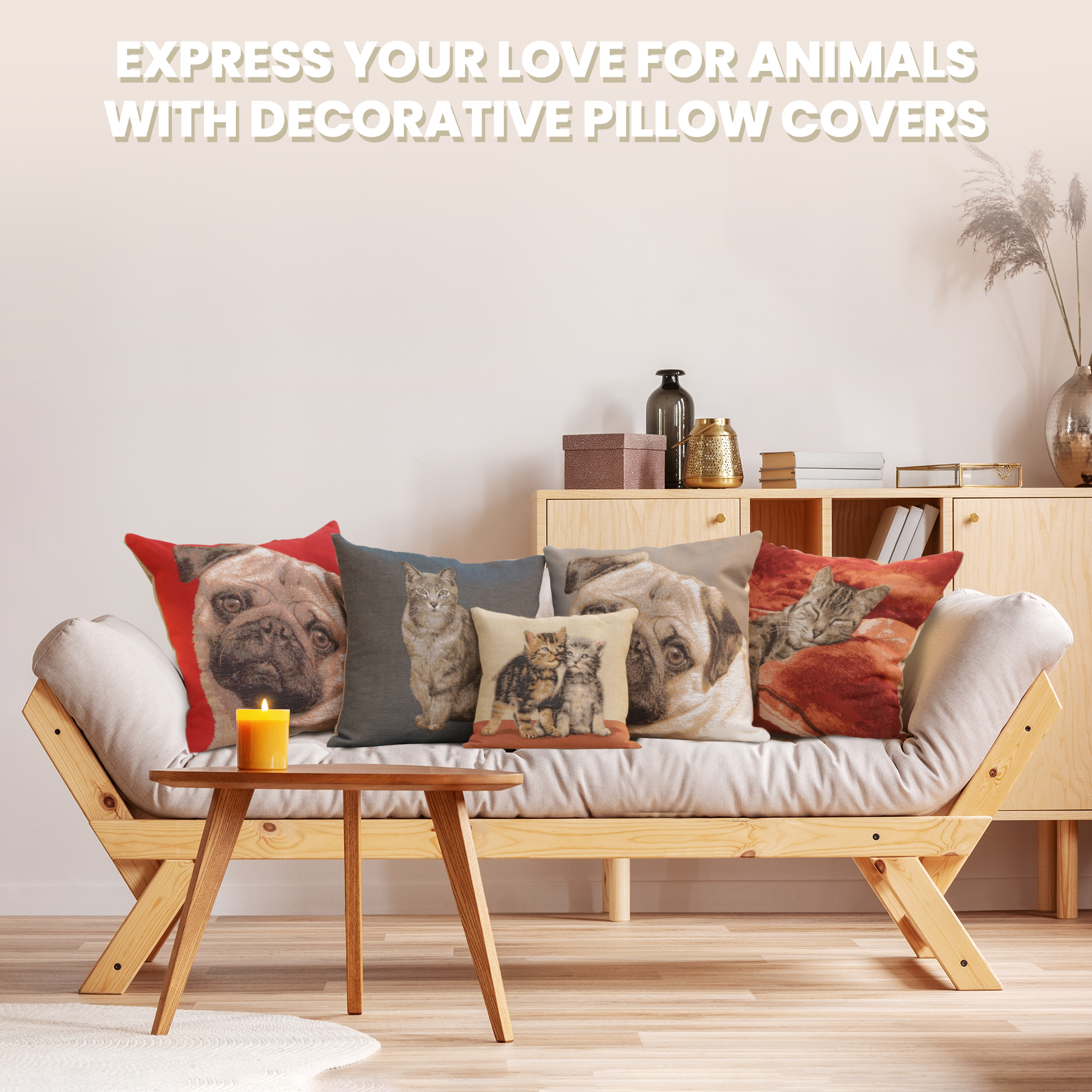 Henriette Ronner Two Kittens Tapestry Pillow Cover 19x19 Inch Cotton Jacquard Woven Cushion Cover