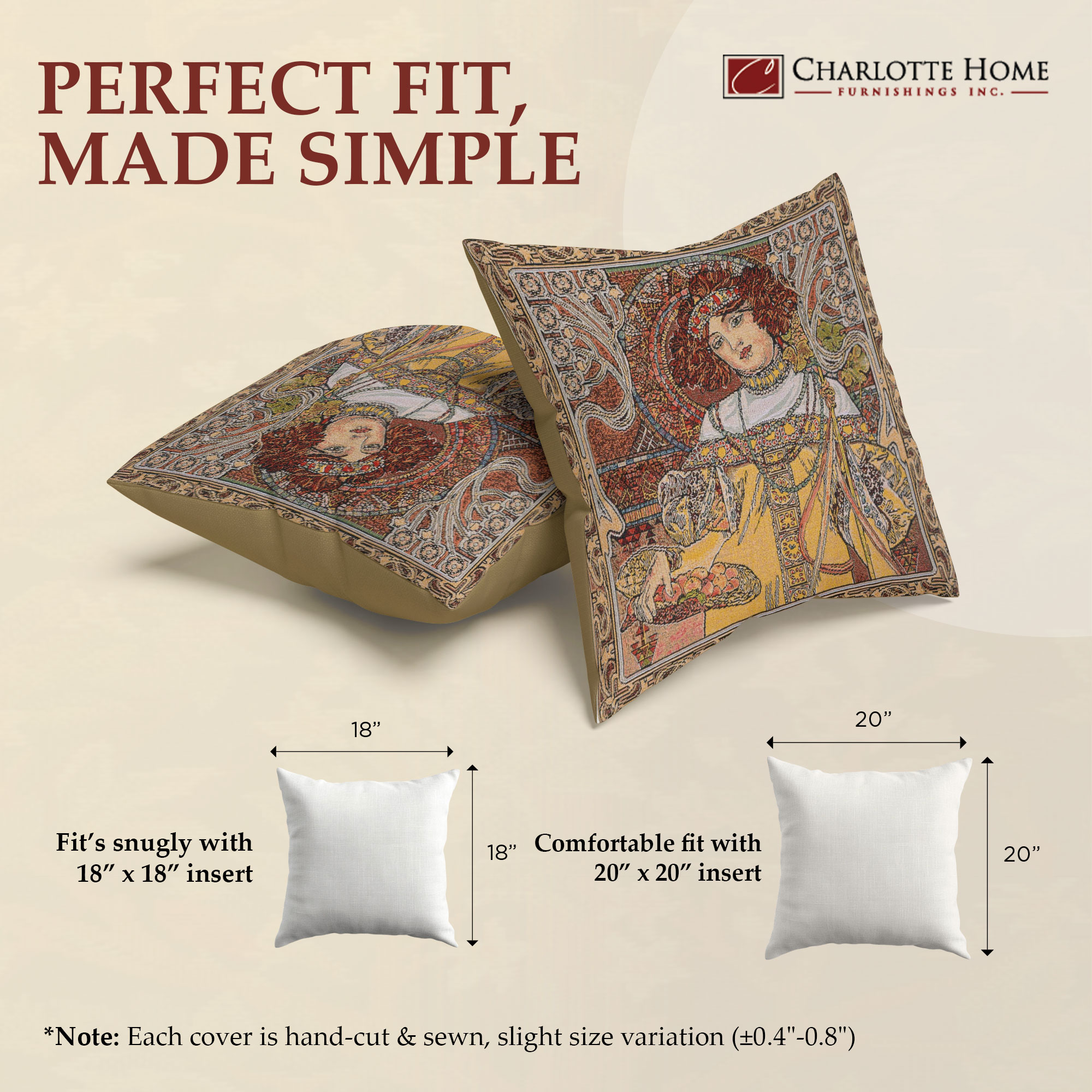 Alphonse Mucha Autumn I Tapestry Pillow Cover 18x18 Inch Cotton Jacquard Woven Cushion Cover