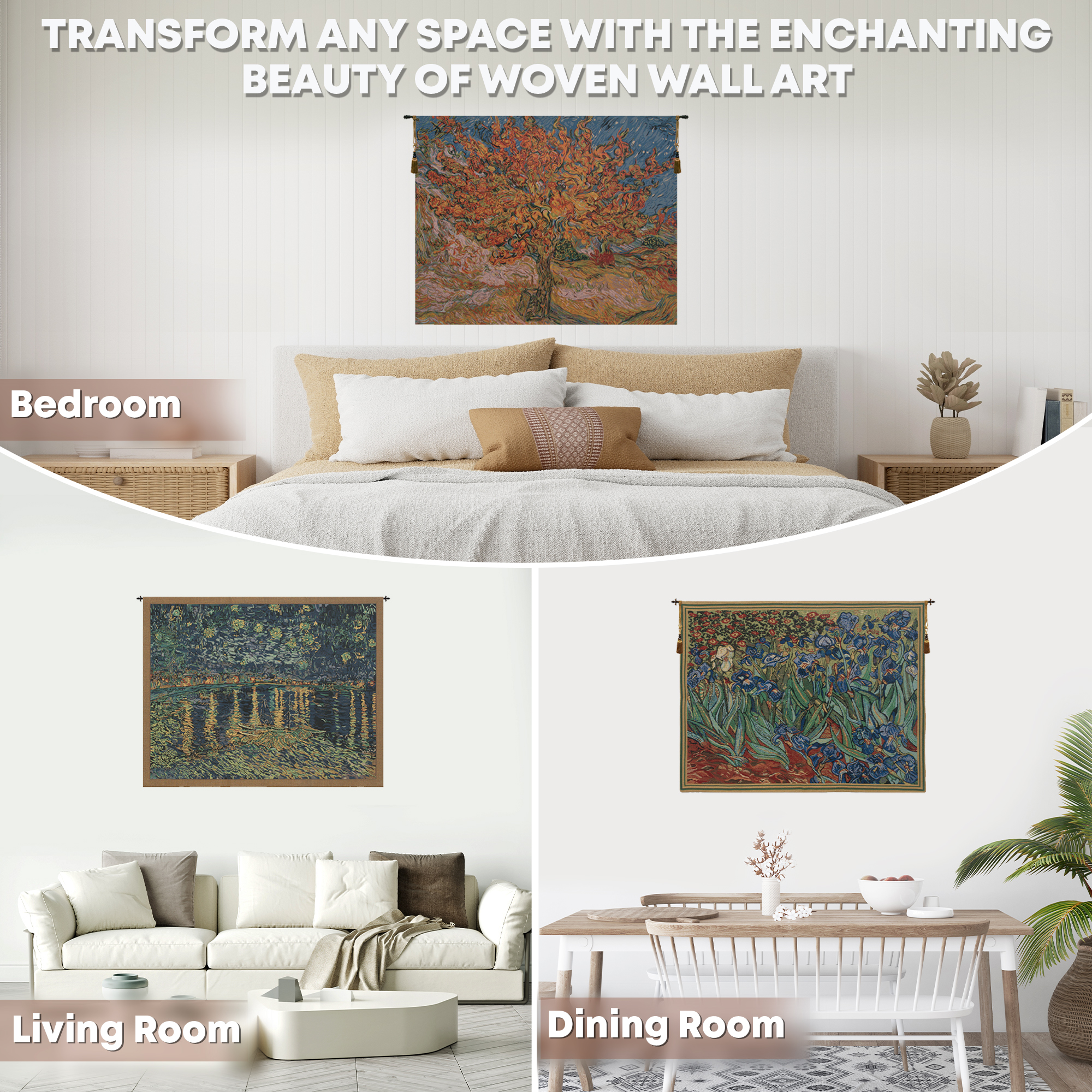 Vincent Van Gogh Terrace Tapestry Wall Hanging 21 x 18 in Cafe Terrace Impressionist Jacquard Woven Wall Decor