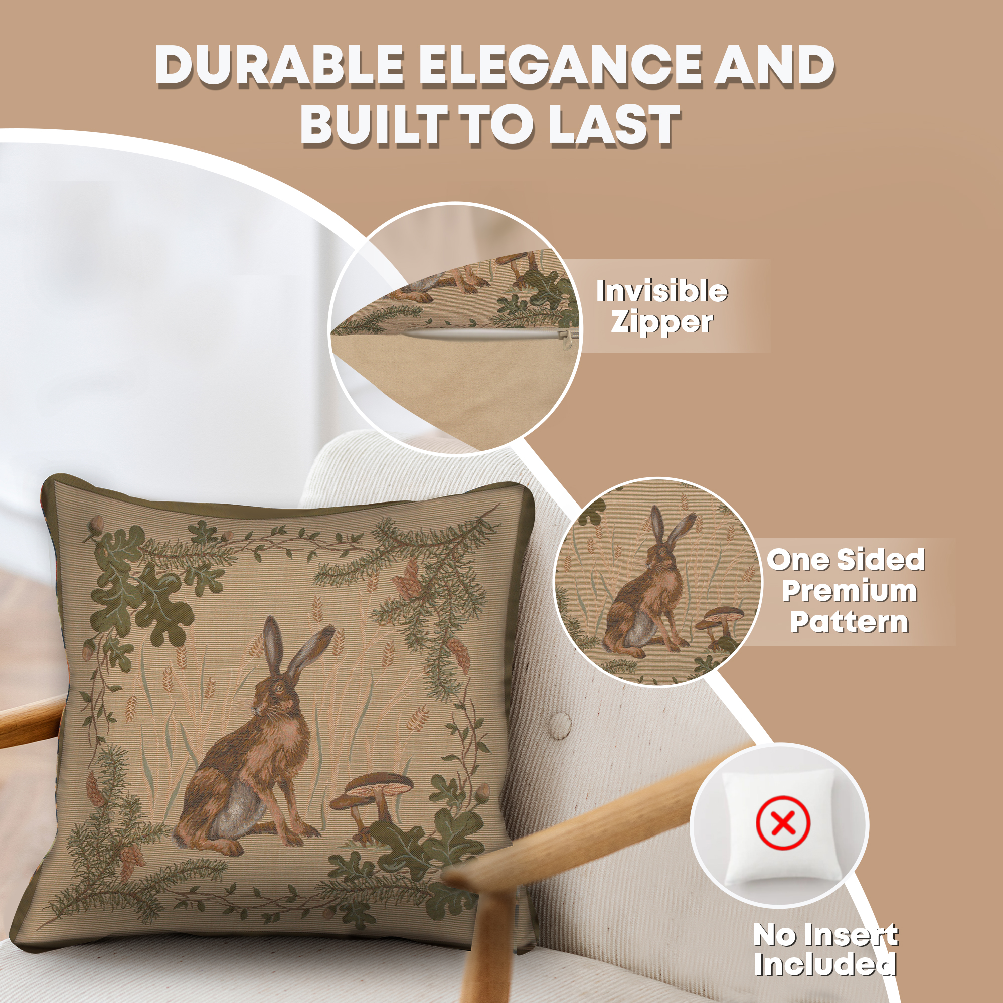 William Morris The Hare Tapestry Pillow Cover 19x19 Inch Cotton Jacquard Woven Cushion Cover