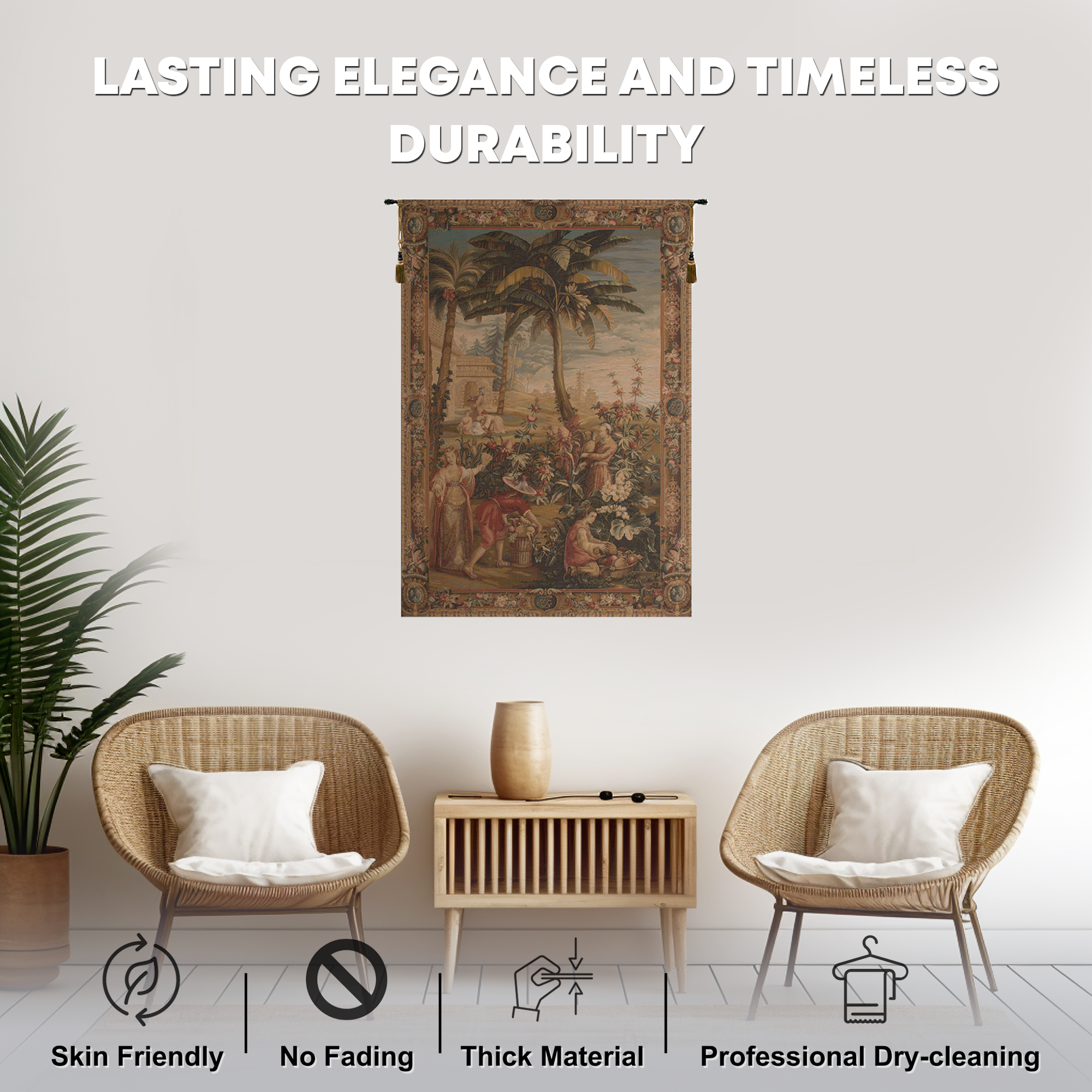 La Recolte des Ananas I Floral Tapestry Wall Hanging 88 x 58 in Jacquard Woven Pineapple Botanical Wall Art