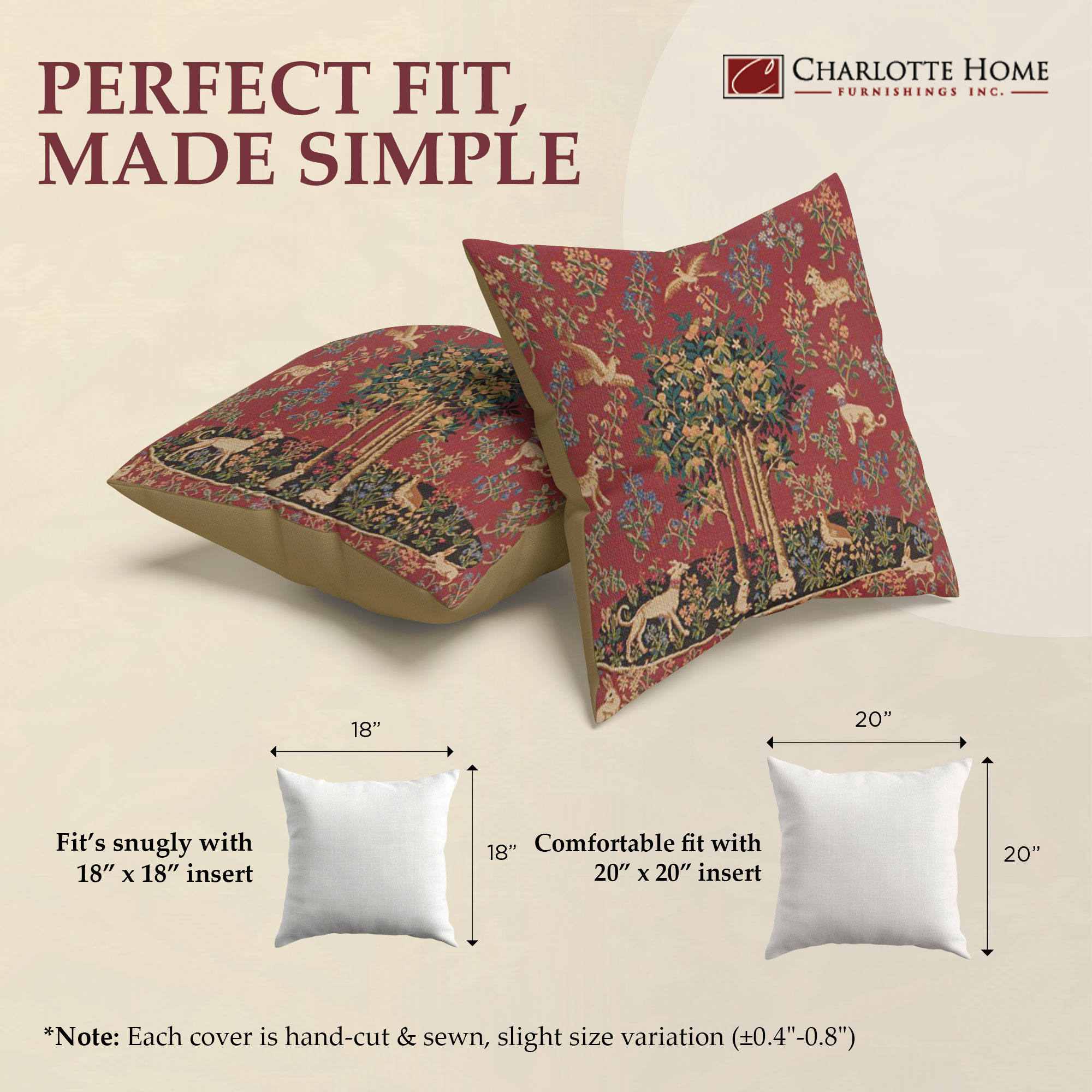 Medieval Vintage Unicorns I Tapestry Pillow Cover 18x18 Inch Cotton Jacquard Woven Cushion Cover