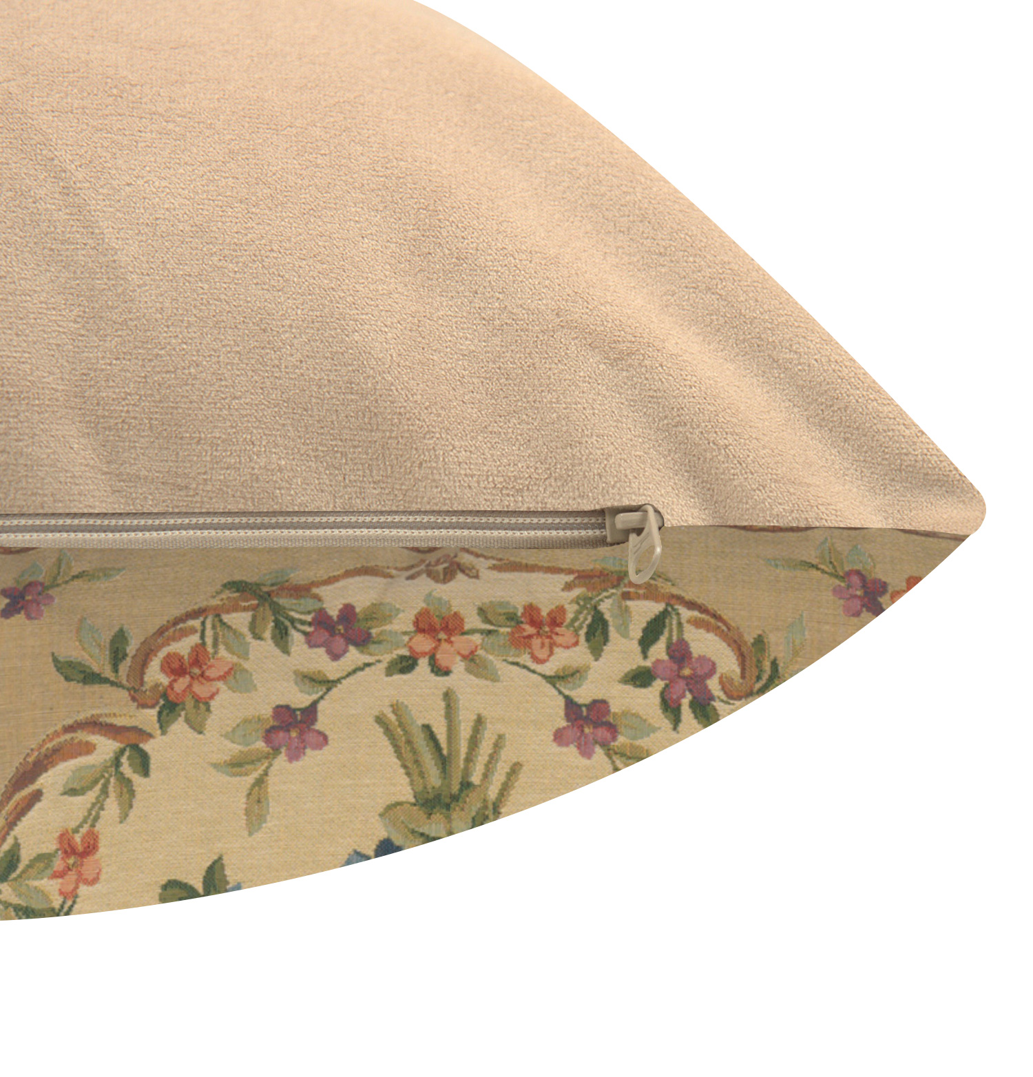 Floral Bouquet Beige Tapestry Pillow Cover 18x18 Inch Cotton Jacquard Woven Cushion Cover