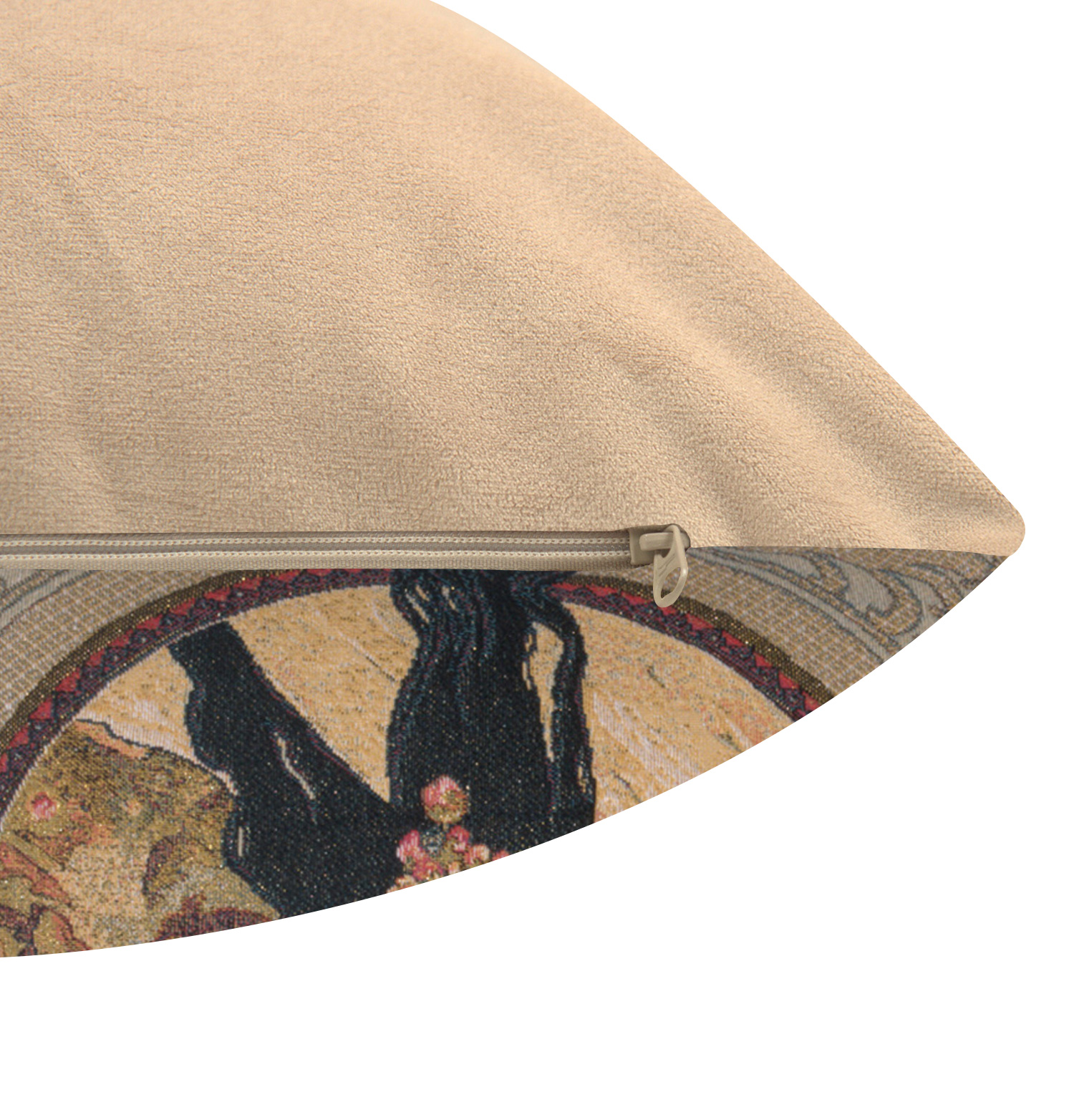 Alphonse Mucha Brunette Tapestry Pillow Cover 18x18 Inch Cotton Jacquard Woven Cushion Cover