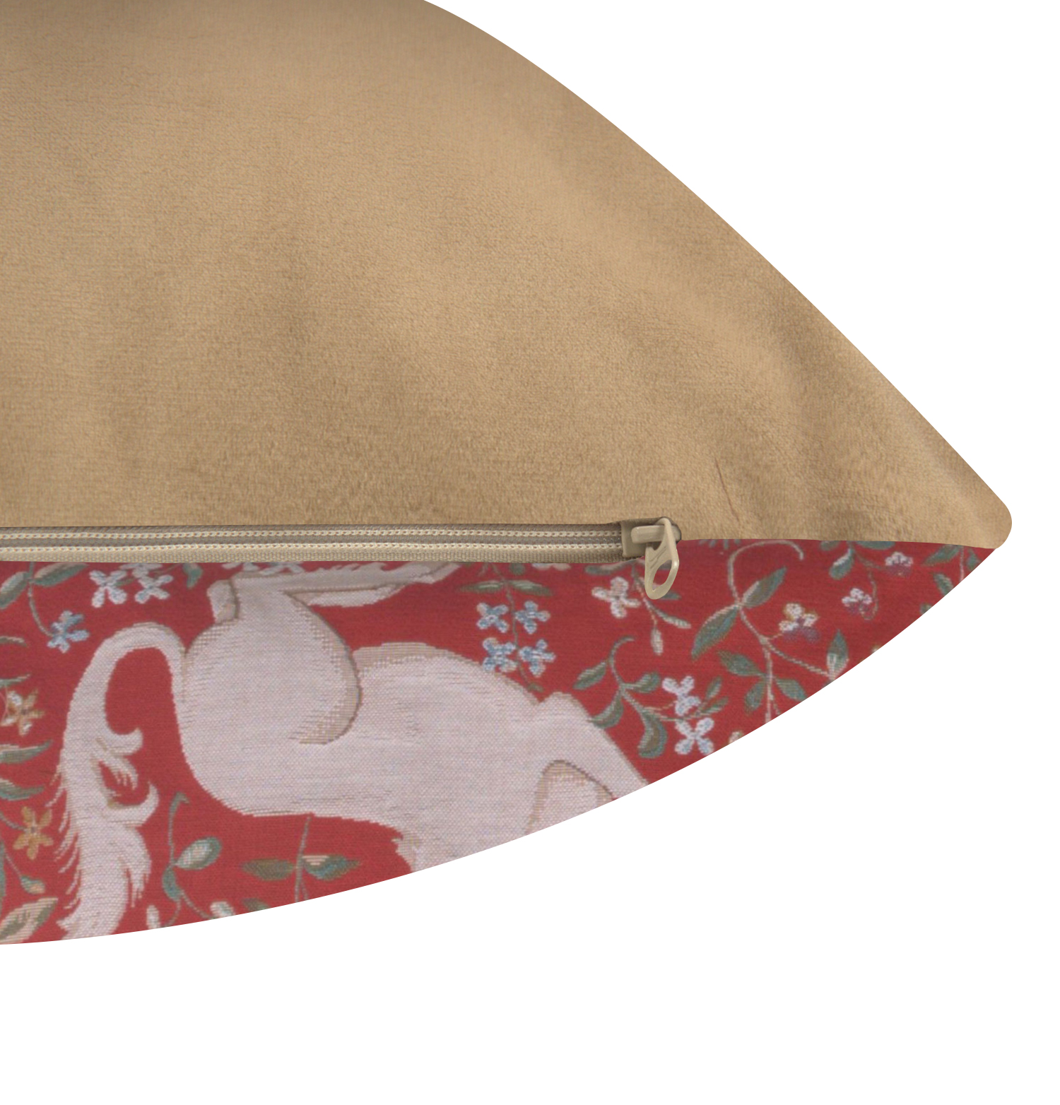 Medieval Licorne Fleuri Red Tapestry Pillow Cover 19x19 Inch Cotton Jacquard Woven Cushion Cover