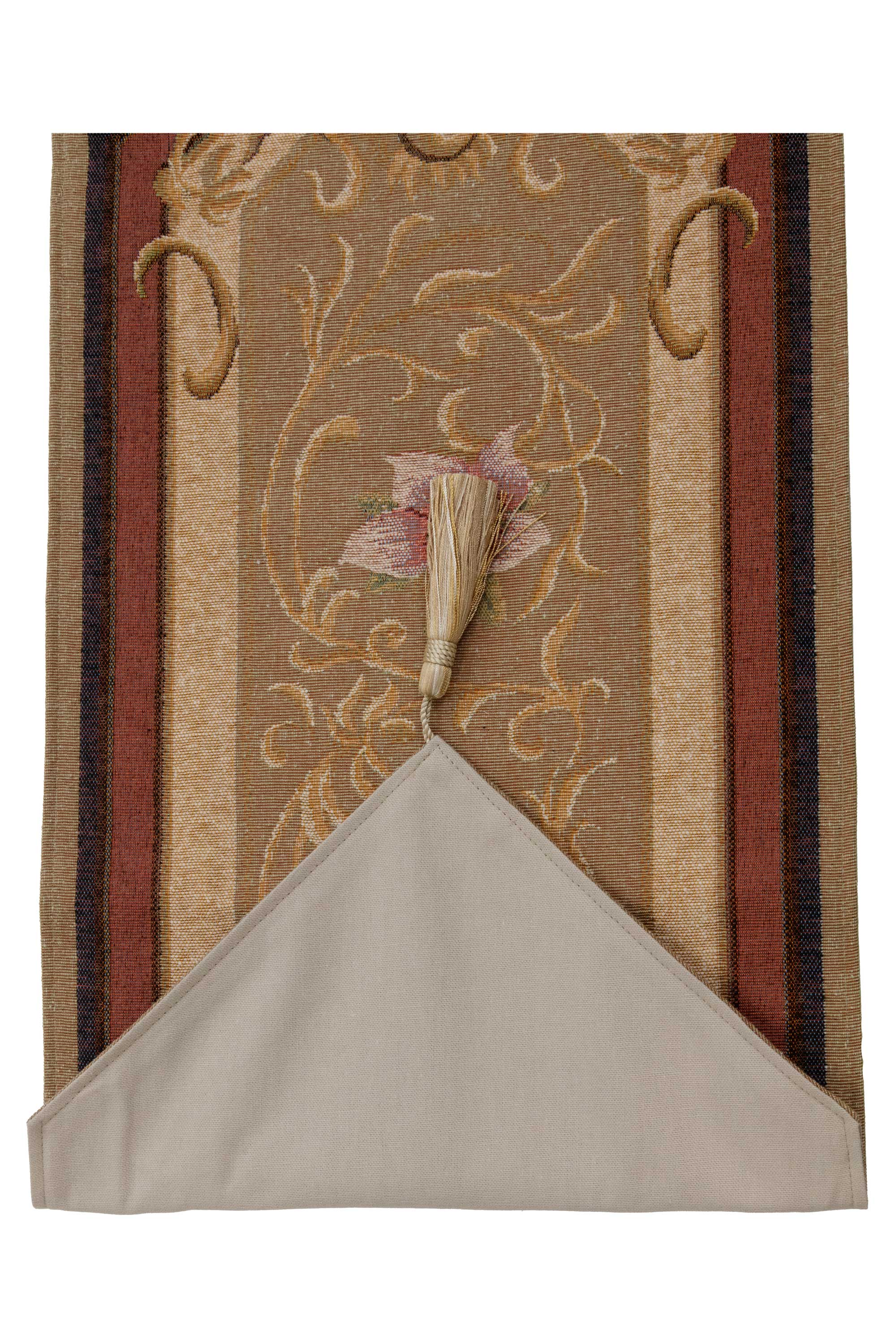Josephine Light Small French Jacquard Woven Table Runner 35x14 Inch Floral Dining Decor