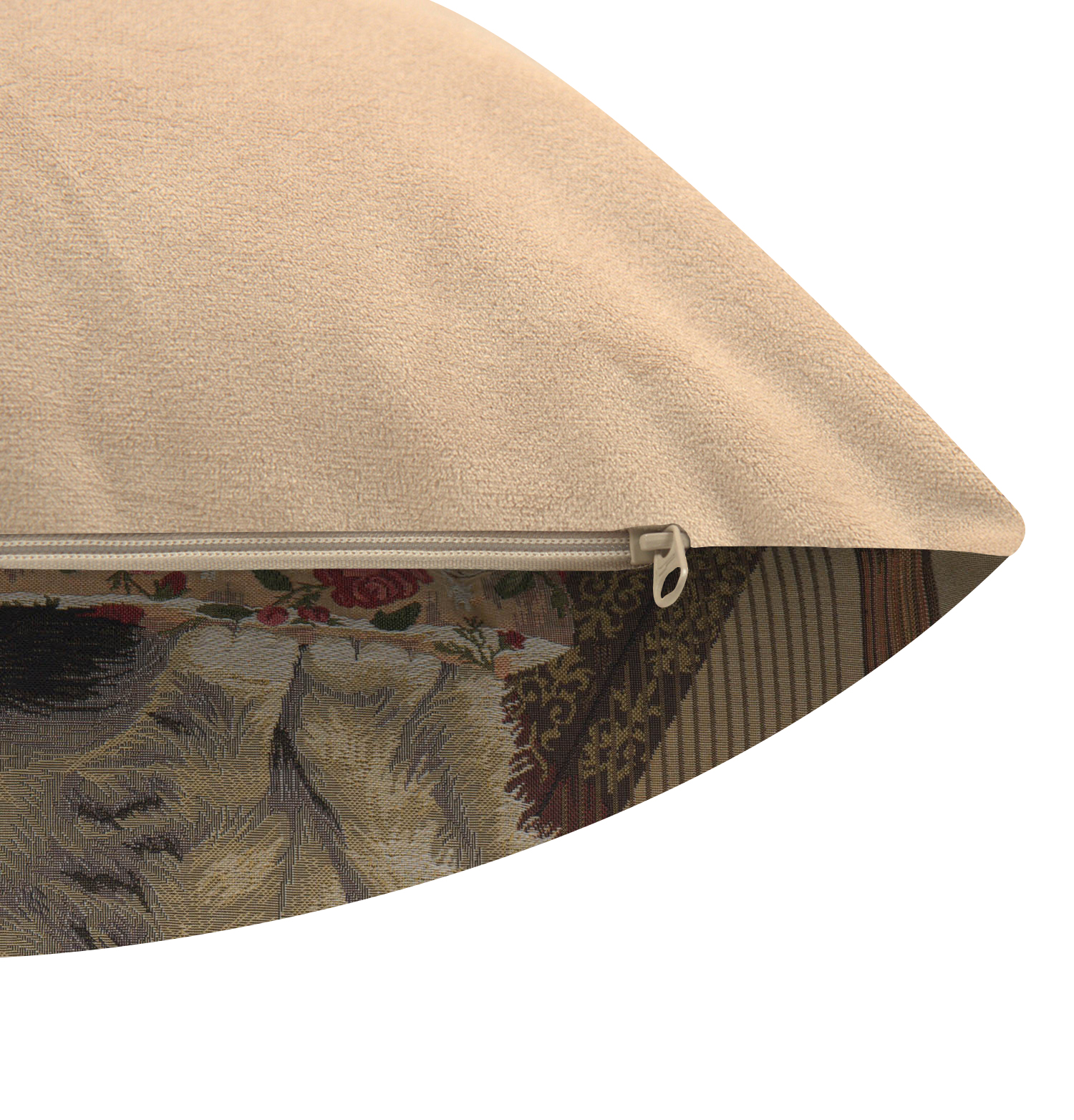 Cat with Harp Belgian Tapestry Pillow Cover 18x18 Inch Cotton Jacquard Woven Cushion Cover