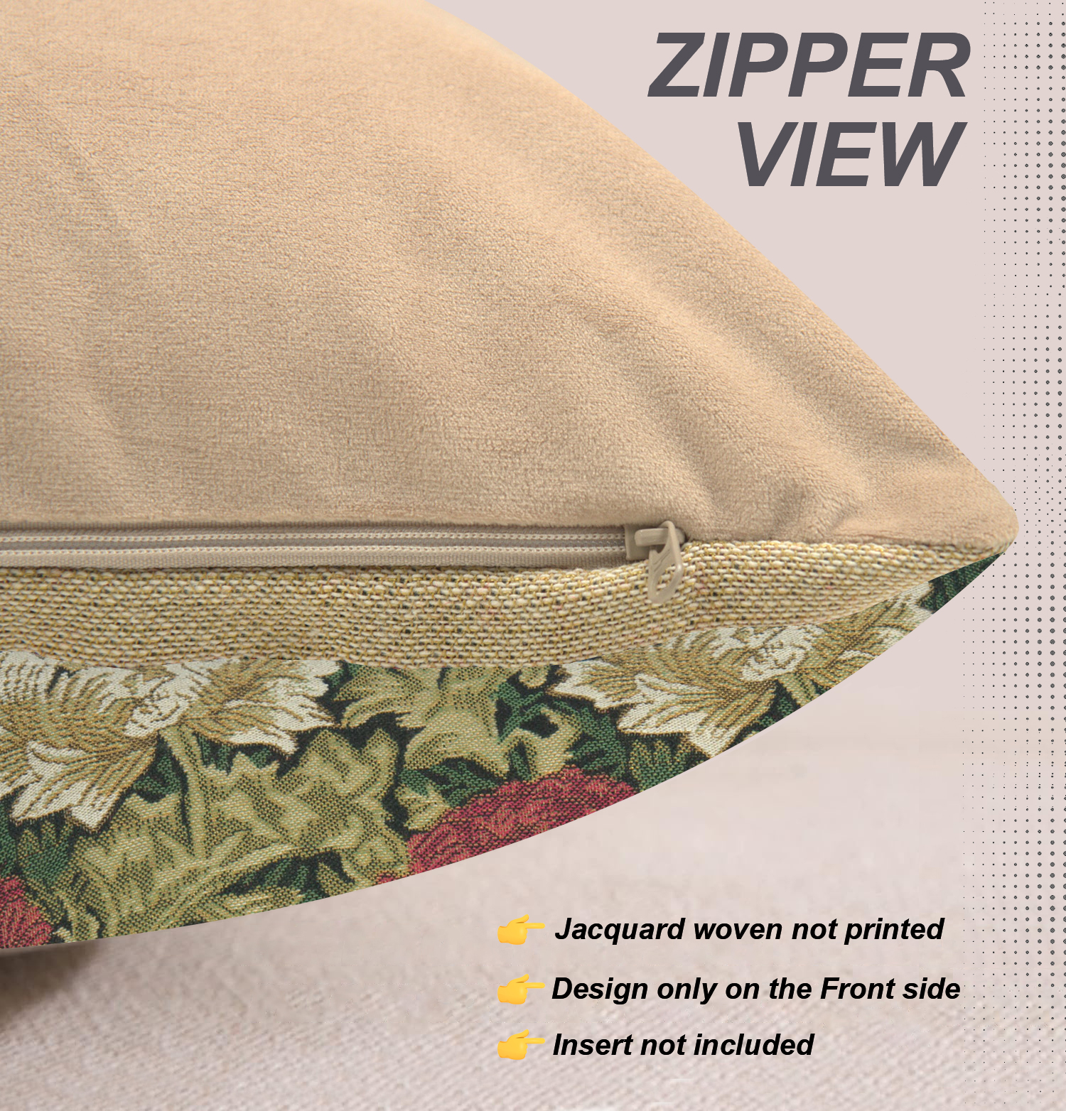 Green Chrysanthemum Belgian Tapestry Pillow Cover 16x16 inch Cotton Jacquard Woven Cushion Cover