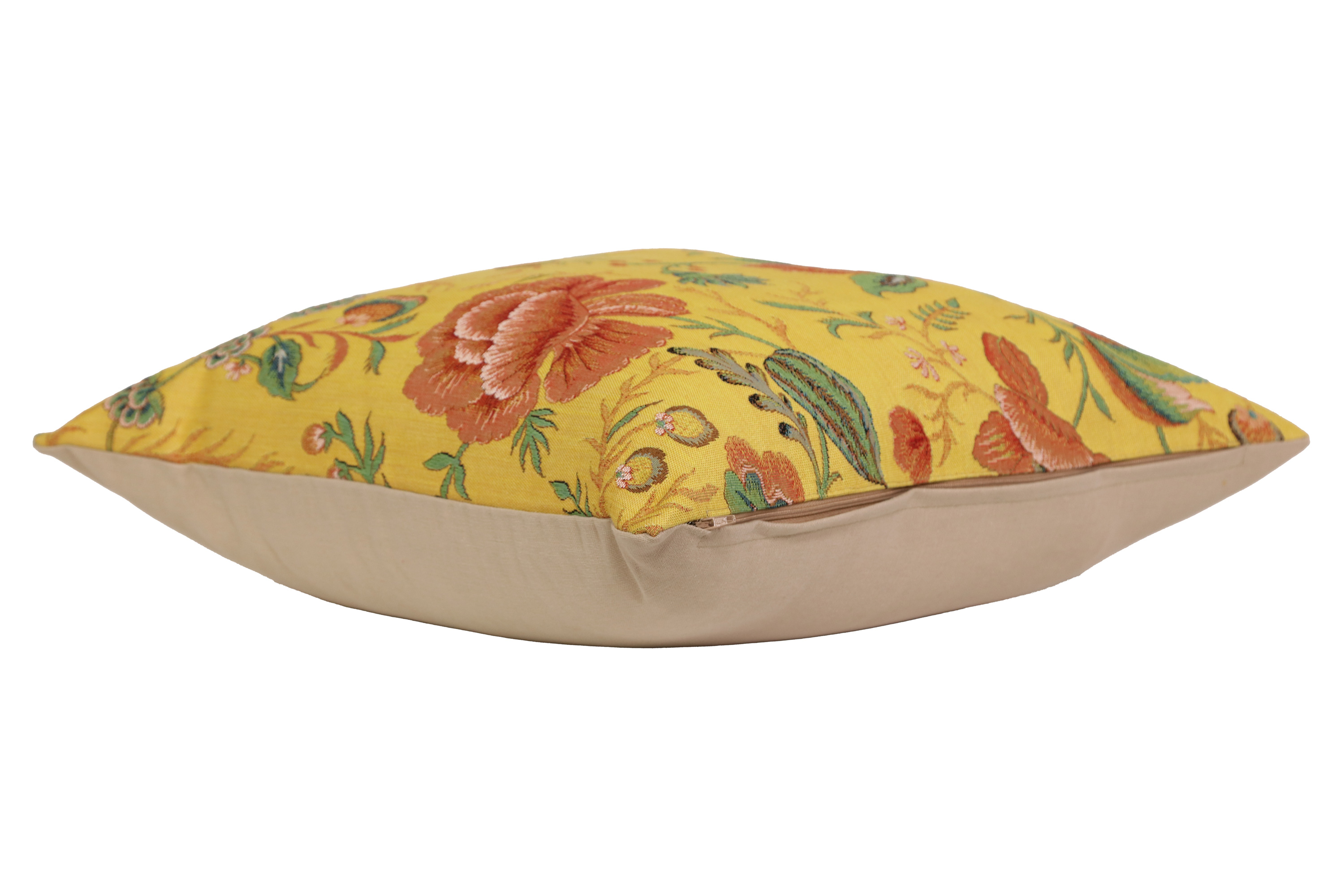 Floral Peony Yellow A Tapestry Pillow Cover 19x19 Inch Cotton Jacquard Woven Cushion Cover