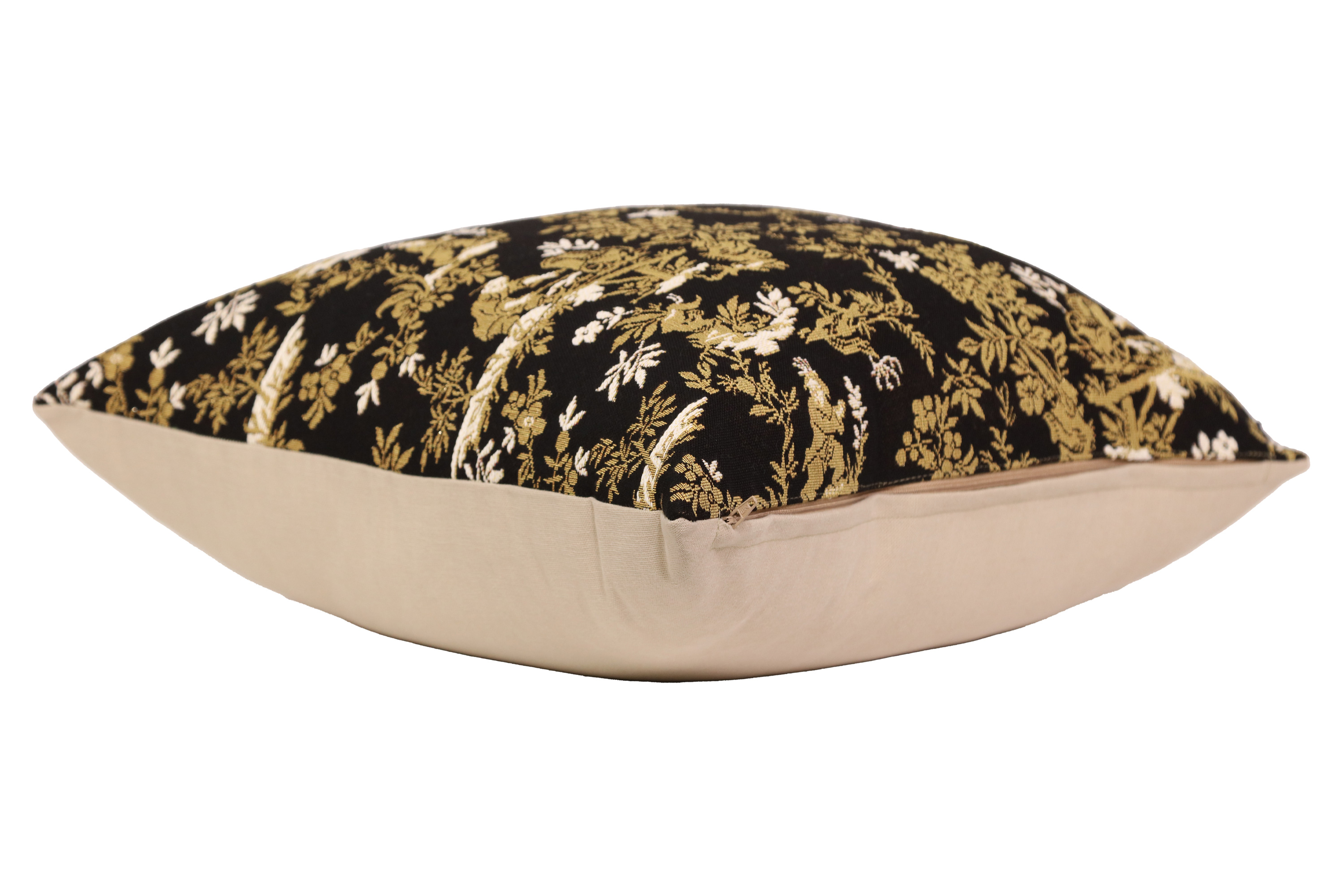The Chinese on a Wheelbarrow Black French Tapestry Pillow Cover 19x19 Inch Cotton Jacquard Woven Cushion Cover