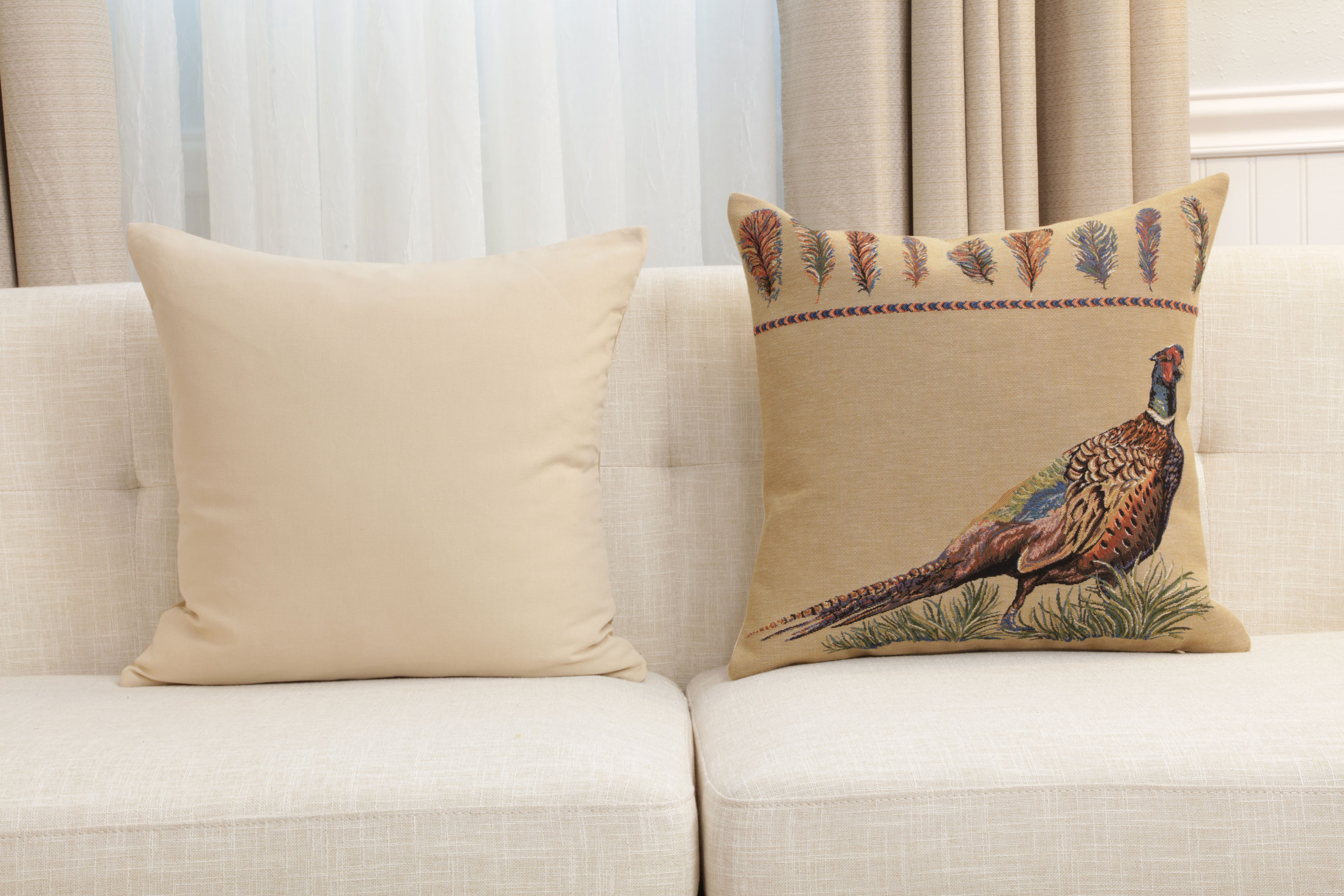 Pheasant Single European Tapestry Pillow Cover 18x18 Inch Cotton Cushion Cover