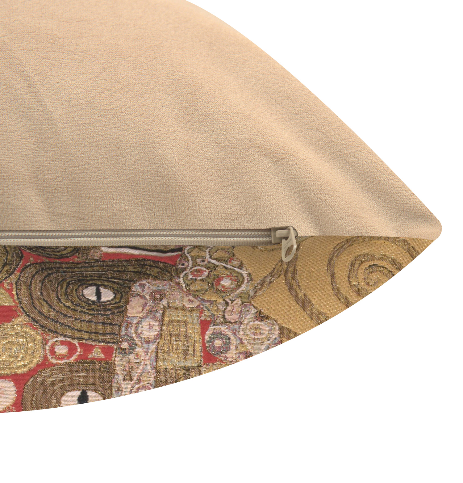Gustav Klimt The Accomplissement Gold Tapestry Pillow Cover 18x18 Inch Cotton Jacquard Woven Cushion Cover