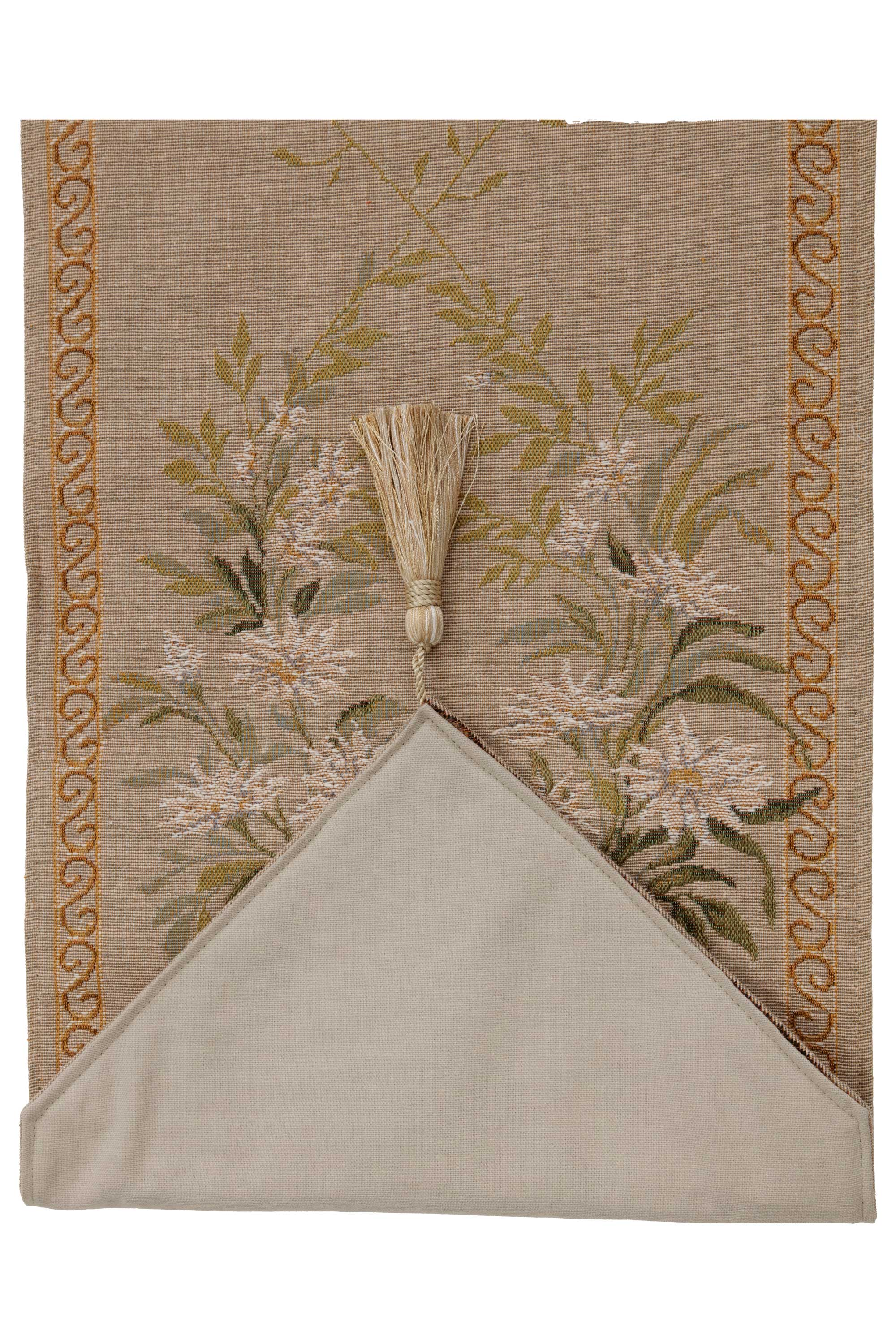 Aubusson Light I Large French Jacquard Woven Table Runner 71x14 Inch Traditional Decor