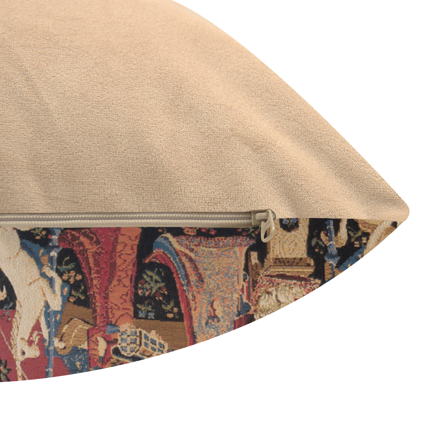 Medieval A Mon Seul Desir Vintage Tapestry Pillow Cover 14x14 Inch Cotton Jacquard Woven Cushion Cover