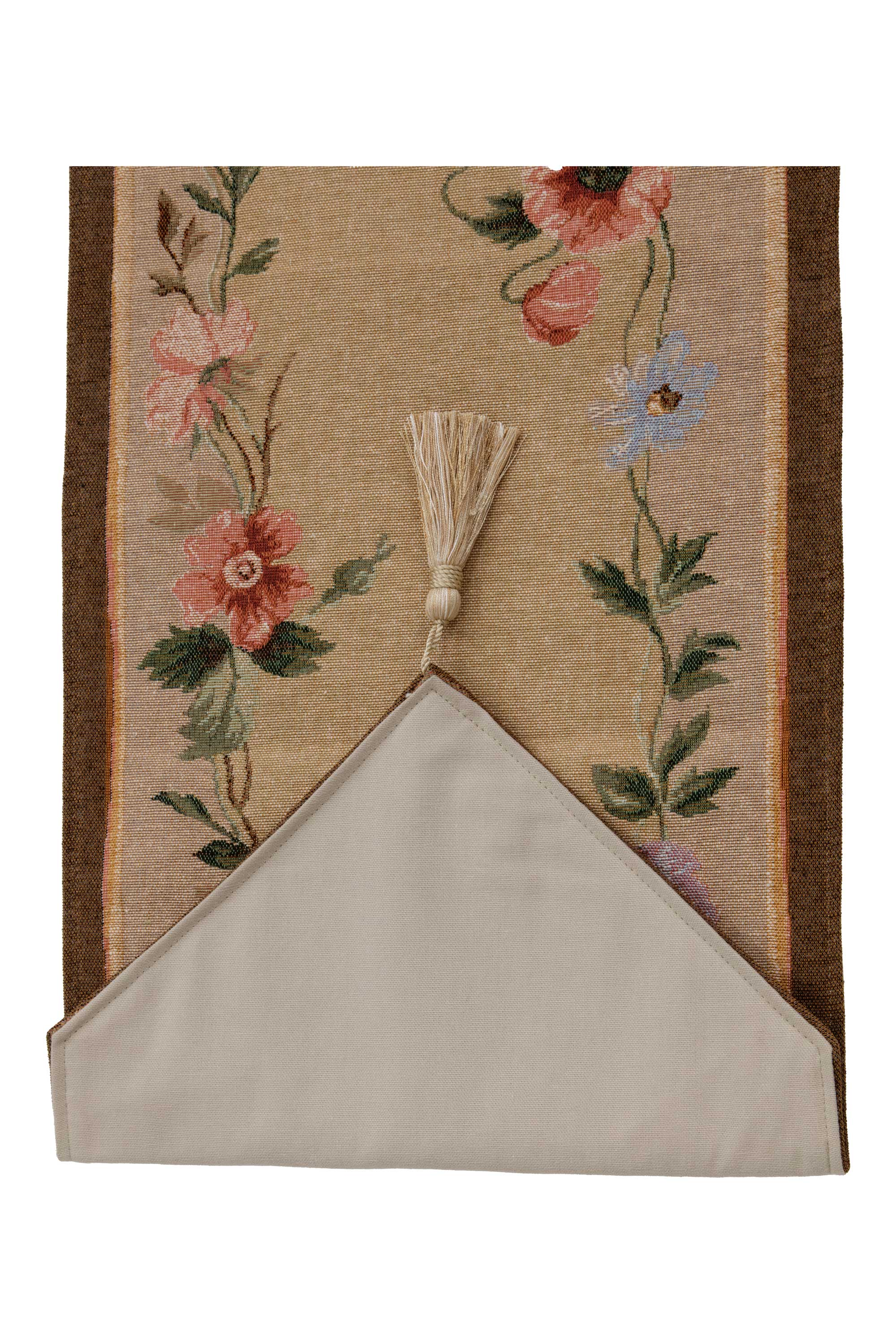 French Floral Roses Jacquard Woven Table Runner 72x14 Inch Traditional French Floral Decor