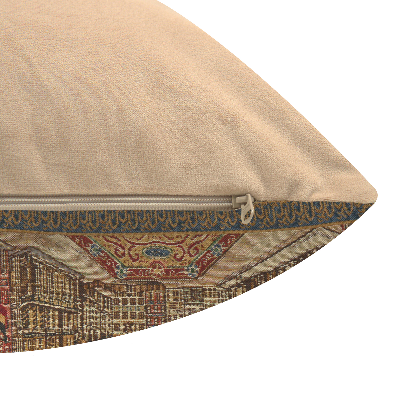 Vintage Grand Place Brussels Tapestry Pillow Cover 16x16 Inch Cotton Jacquard Woven Cushion Cover