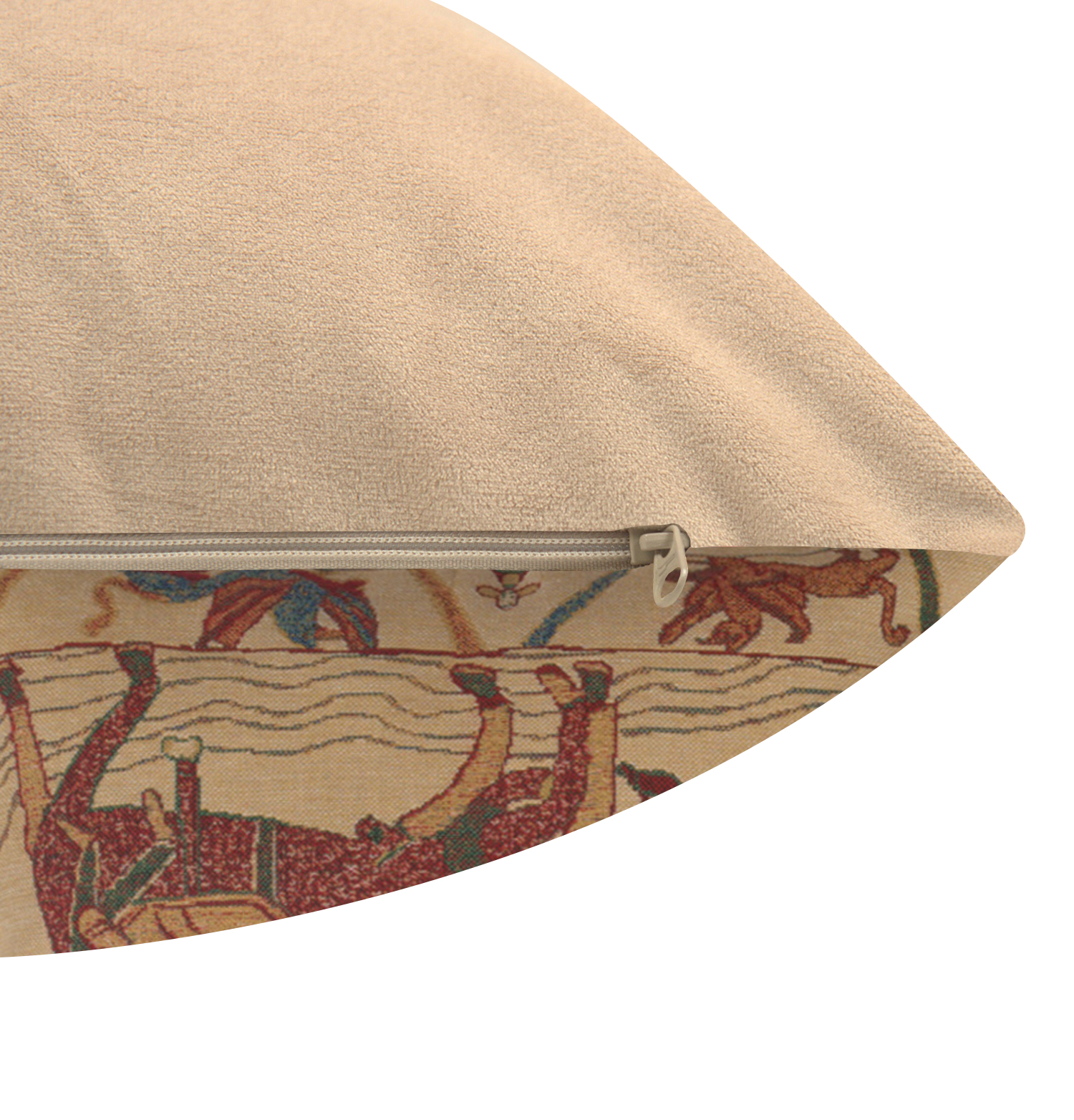 Bayeux Mont St. Michel Medieval Tapestry Pillow Cover 16x16 Inch Cotton Jacquard Woven Cushion Cover