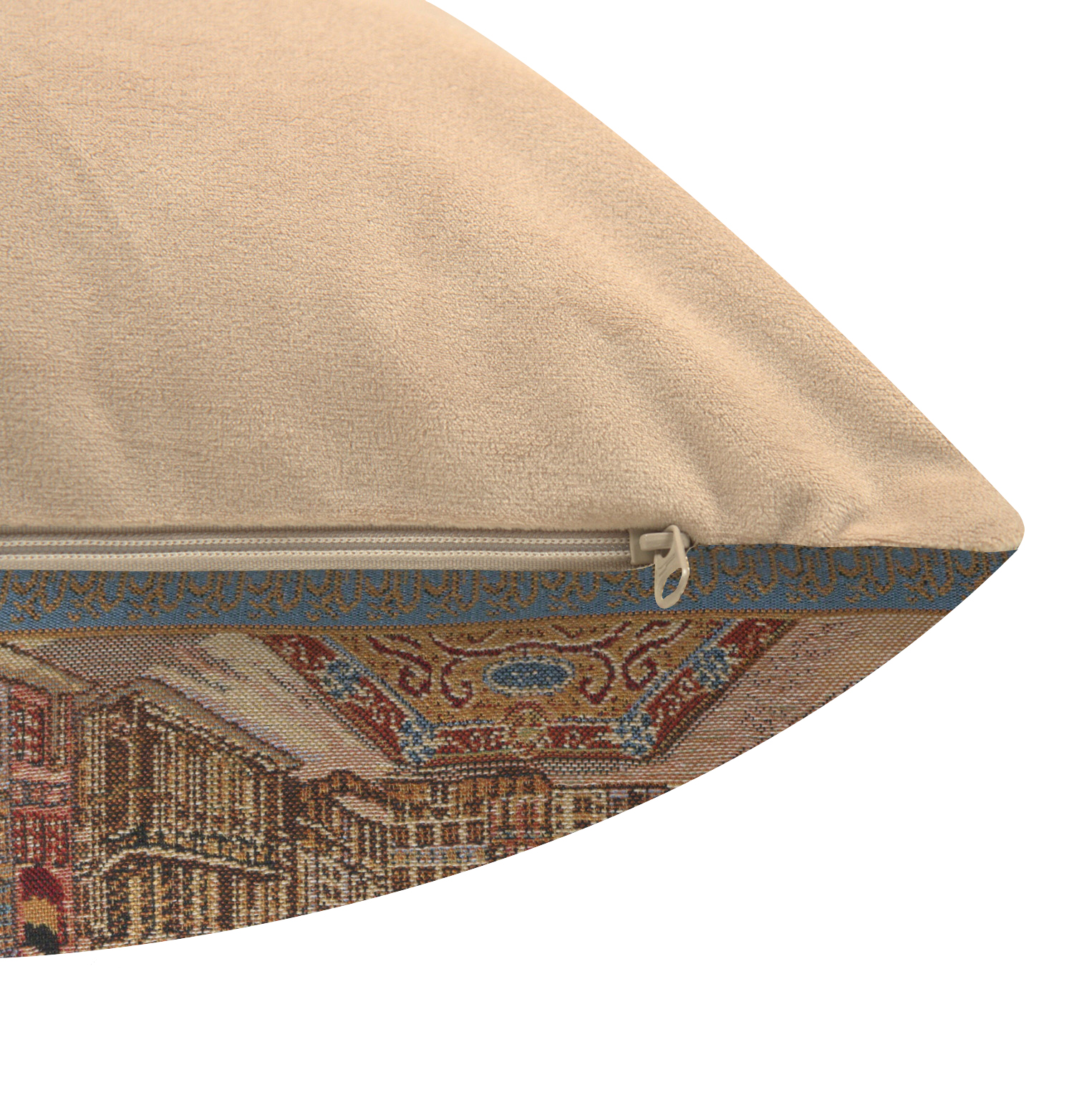 Grand Place Brussels Belgian Tapestry Pillow Cover 16x16 Inch Cotton Jacquard Woven Cushion Cover