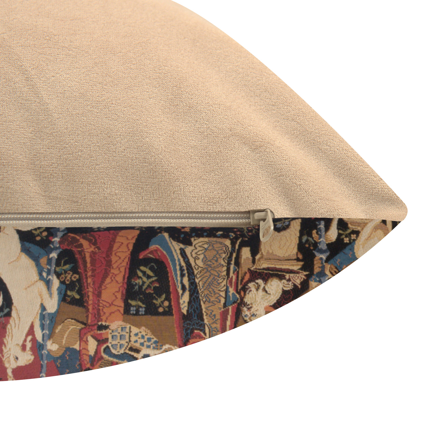 Medieval A Mon Seul Desir III Vintage Tapestry Pillow Cover 18x18 Inch Cotton Jacquard Woven Cushion Cover