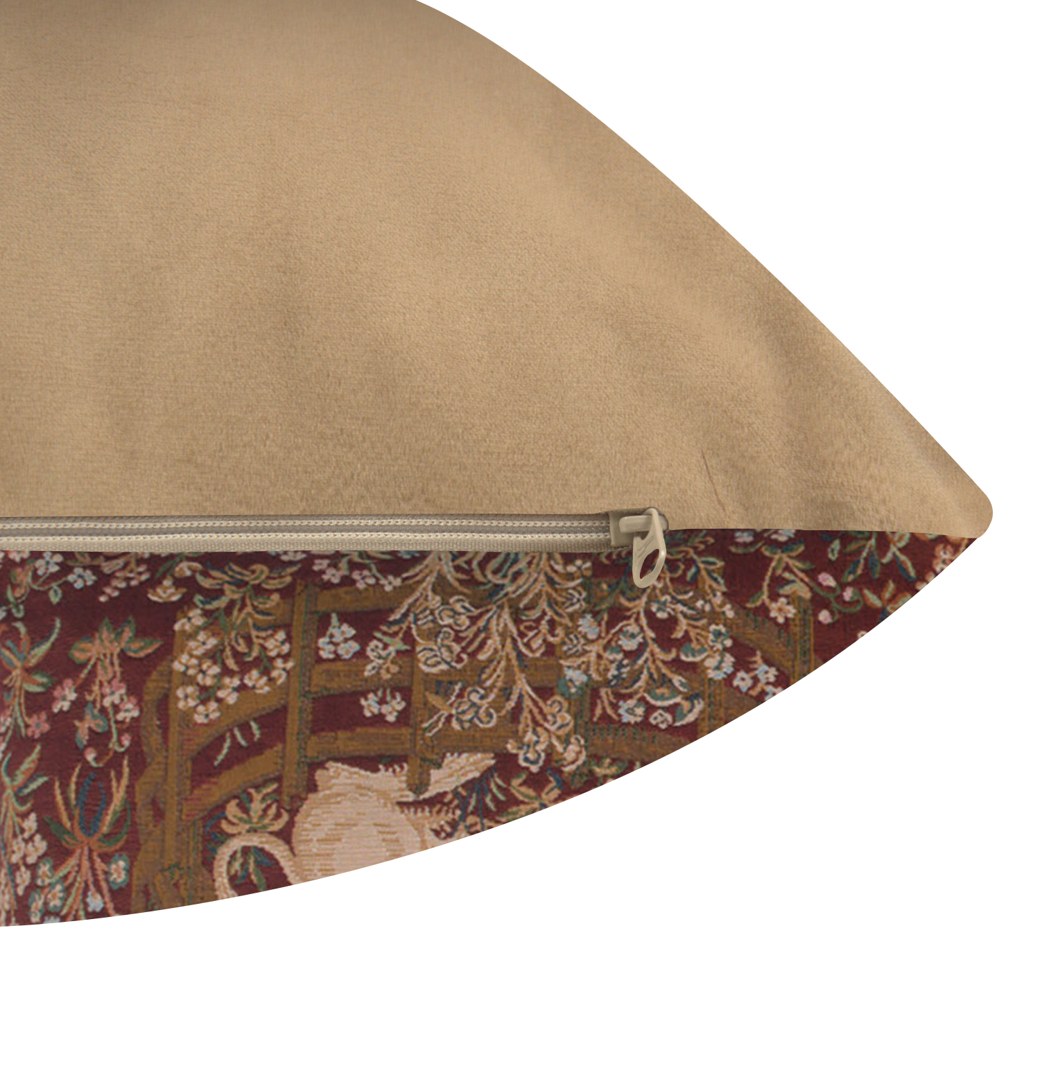 Medieval Licorne Captive in Red I Tapestry Pillow Cover 18x18 Inch Cotton Jacquard Woven Cushion Cover