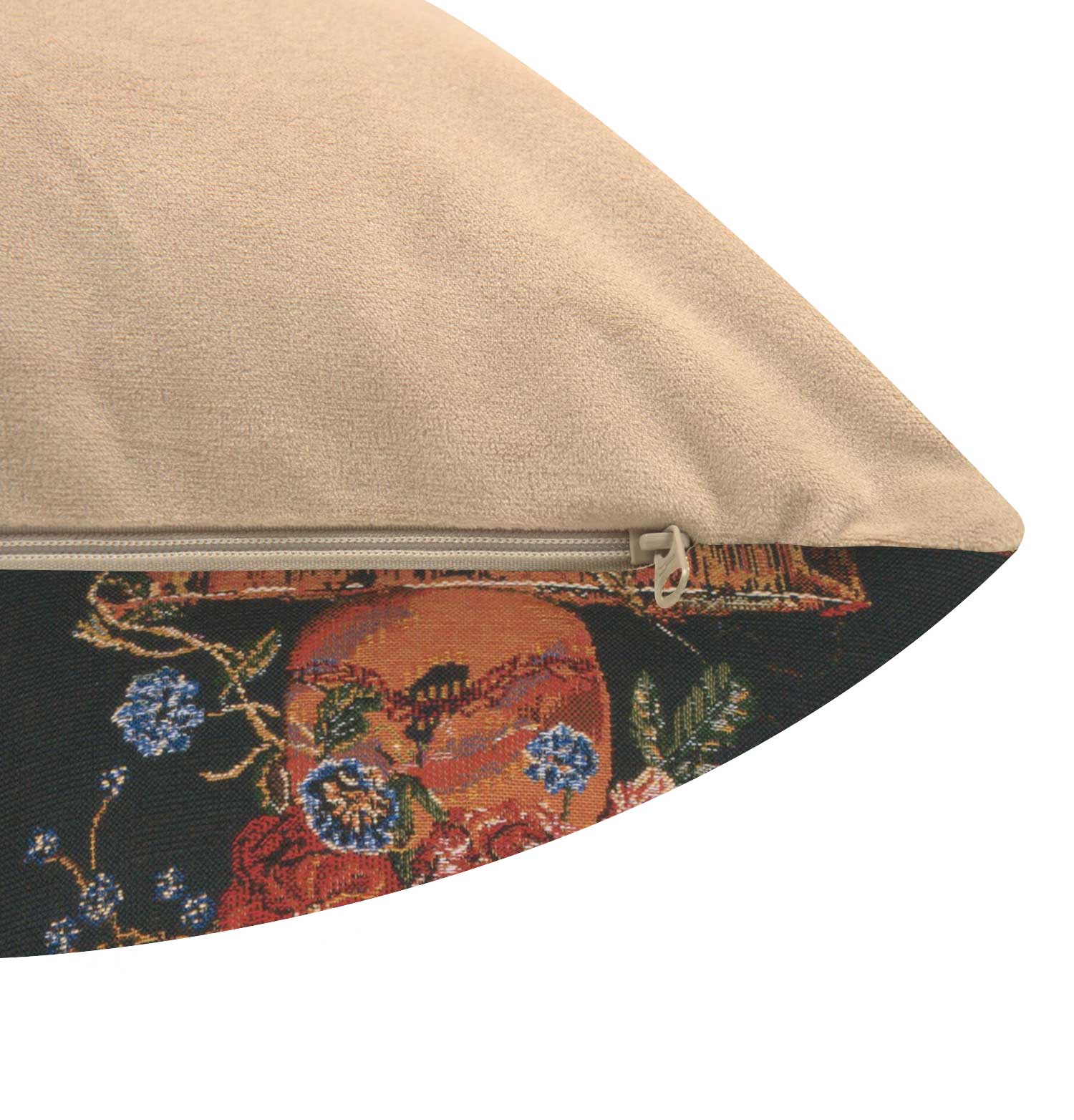Floral Terra Cotta Black Tapestry Pillow Cover 16x16 Inch Cotton Jacquard Woven Cushion Cover