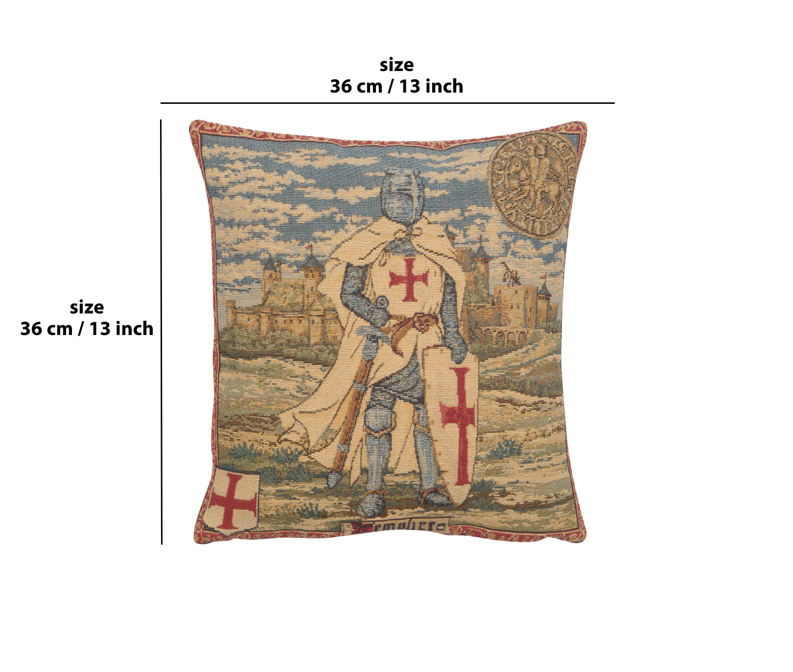 Templier European Tapestry Pillow Cover 13x13 Inch Cotton Jacquard Woven Cushion Cover