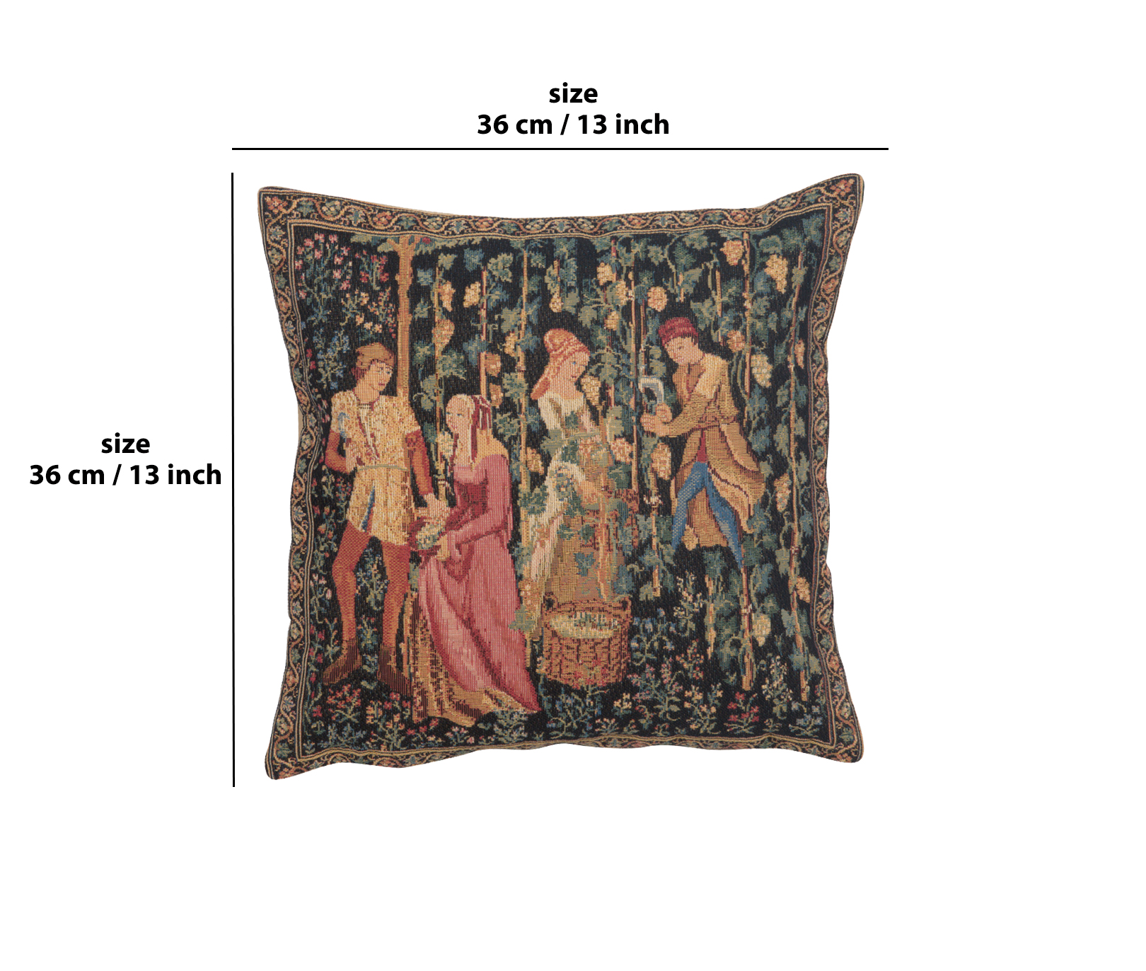 The Harvest Belgian Tapestry Pillow Cover 13x13 Inch Cotton Jacquard Woven Cushion Cover