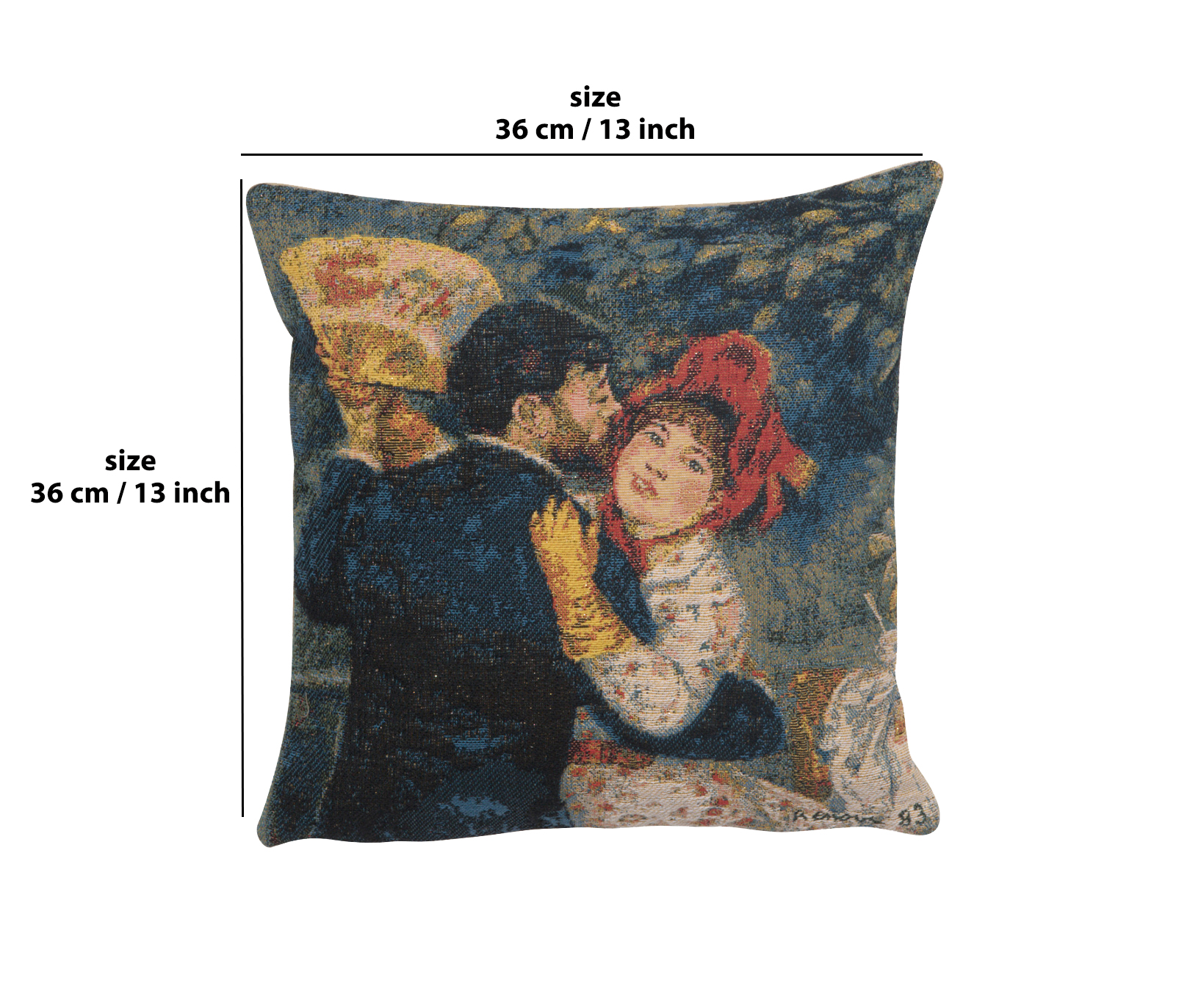 Danse A La Campagne Belgian Tapestry Pillow Cover 13x13 Inch Cotton Jacquard Woven Cushion Cover