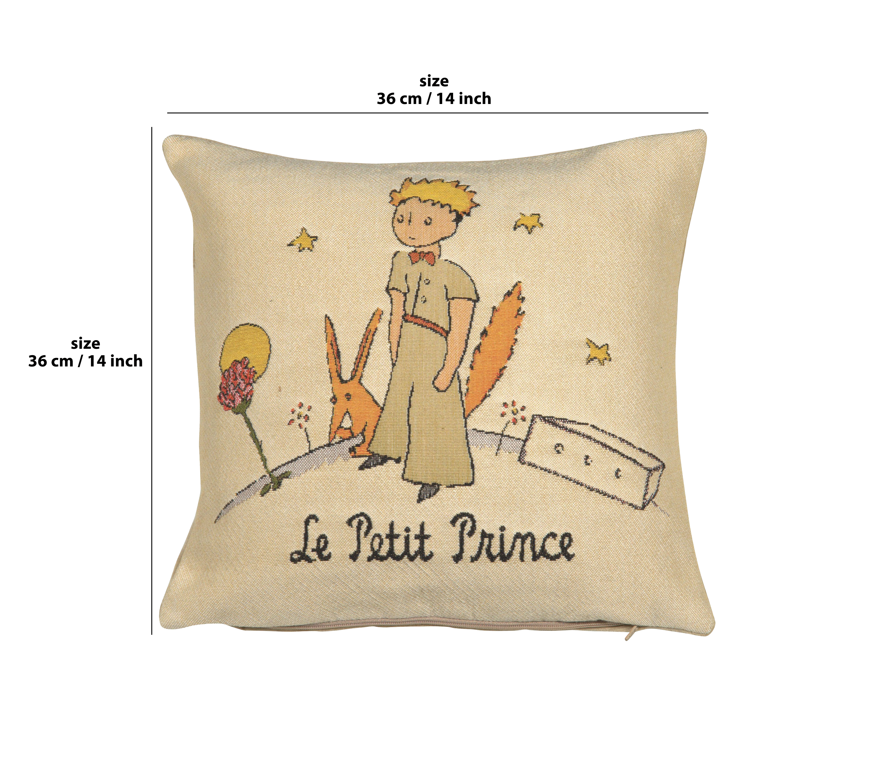 Antoine de Saint-Exupery The Little Prince Tapestry Pillow Cover 14x14 Inch Cotton Jacquard Woven Cushion Cover