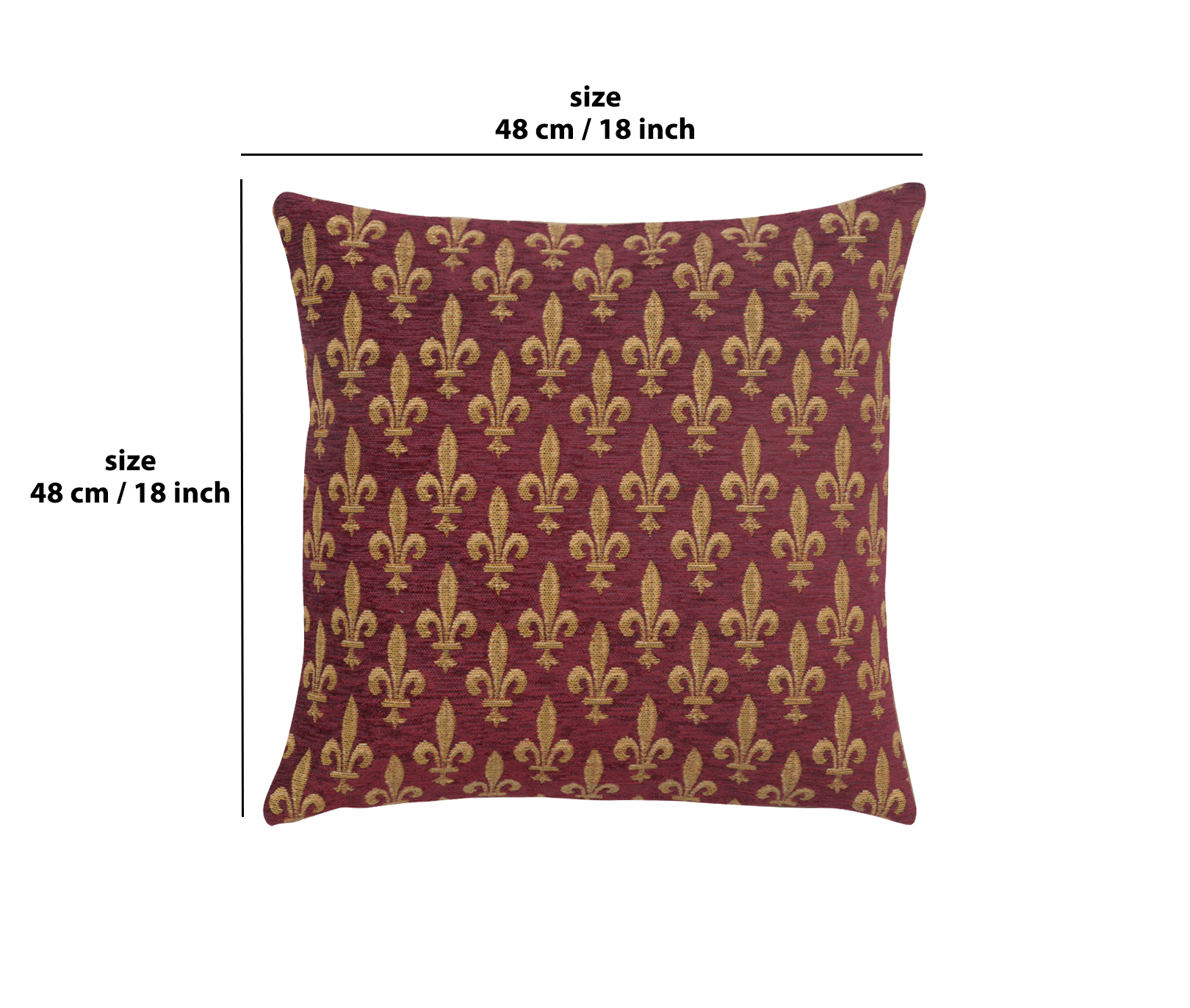 Napoleon Fleur de Lys Rouge Tapestry Pillow Cover 18x18 Inch Cotton Jacquard Woven Cushion Cover