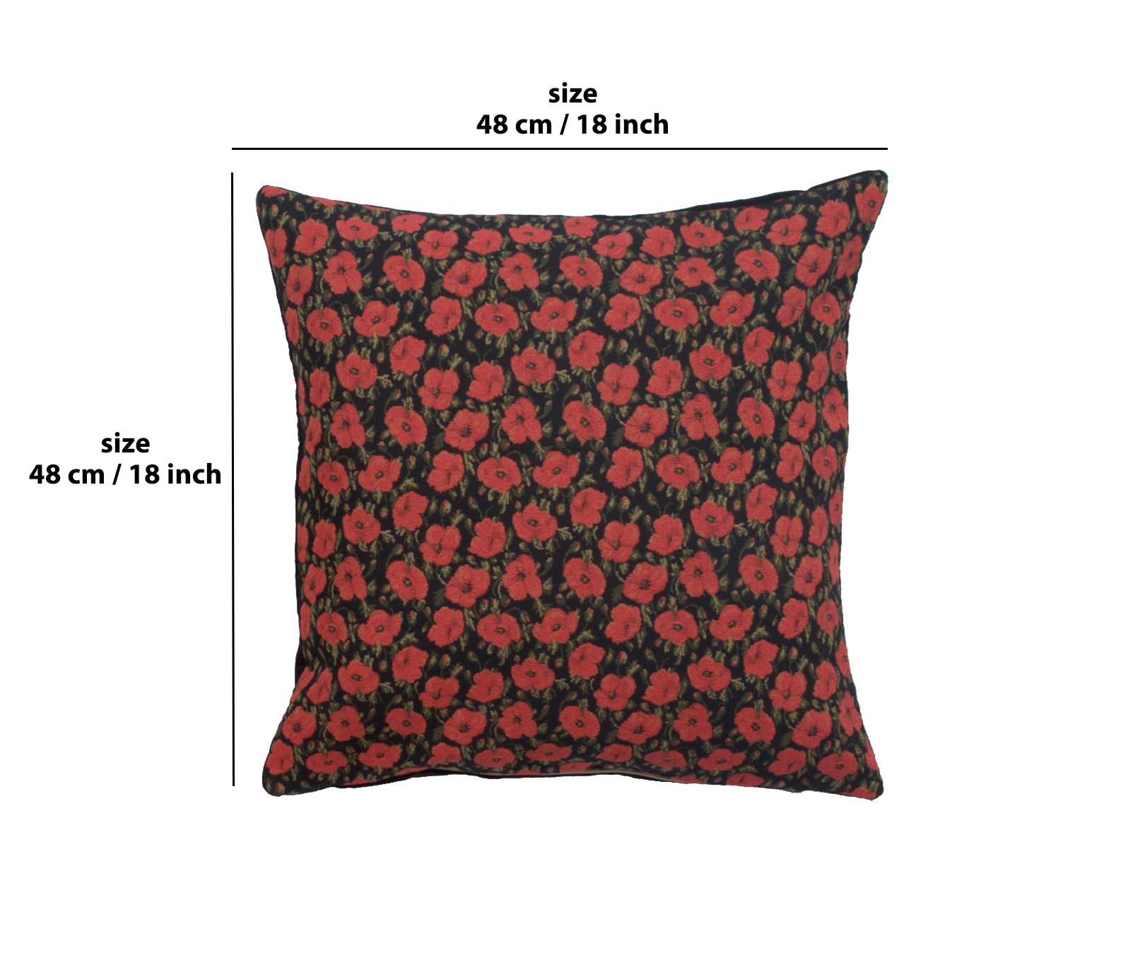 Vincent Van Gogh Red Poppies Tapestry Pillow Cover 18x18 Inch Cotton Jacquard Woven Cushion Cover
