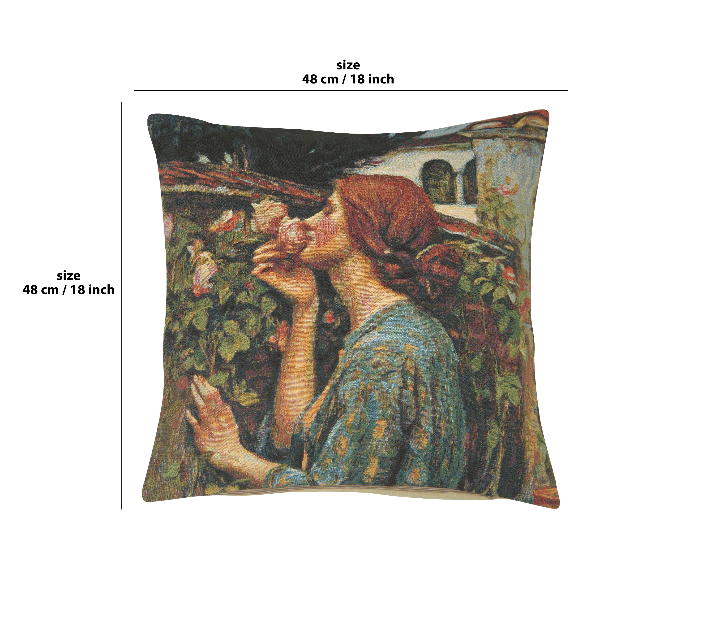 John William Waterhouse Soul of the Rose Tapestry Pillow Cover 18x18 Inch Cotton Jacquard Woven Cushion Cover