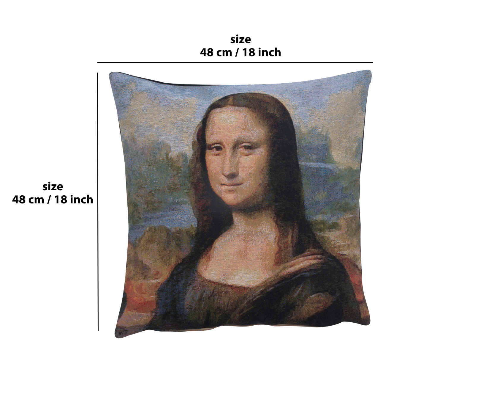 Leonardo da Vinci Mona Lisa II Tapestry Pillow Cover 18x18 Inch Cotton Jacquard Woven Cushion Cover