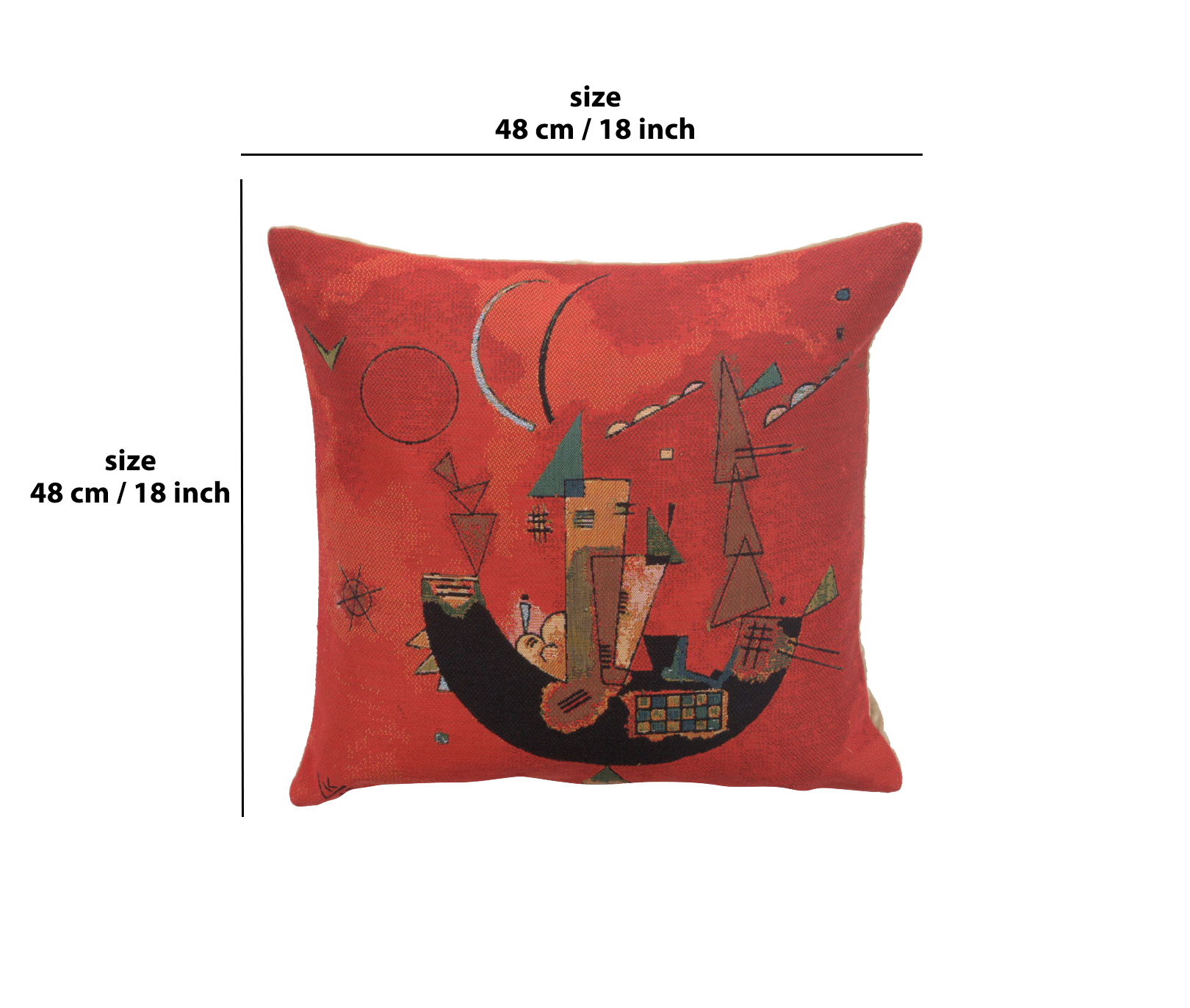 Wassily Kandinsky Mit und Gegen Tapestry Pillow Cover 18x18 Inch Cotton Jacquard Woven Cushion Cover