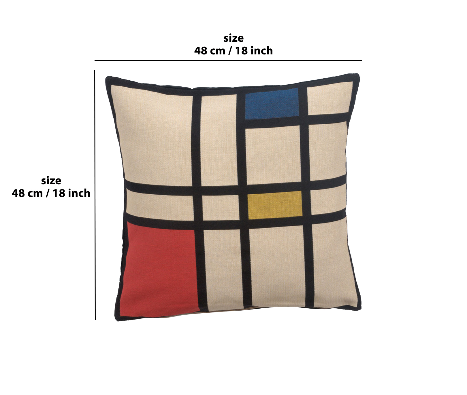 Mondriaan Tapestry Pillow Cover 18x18 Inch Cotton Jacquard Woven Cushion Cover