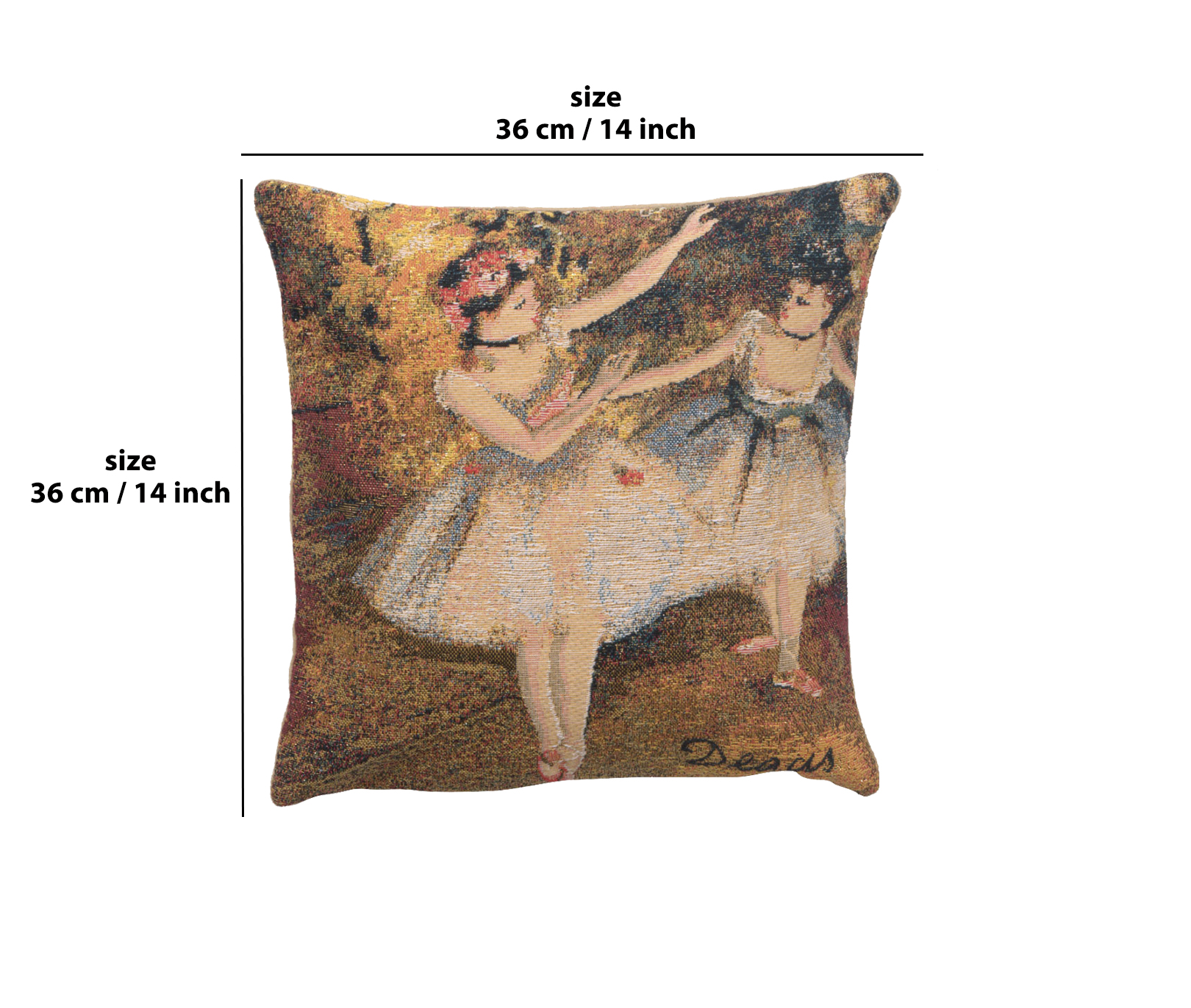 Edgar Degas Deux Danseuses Small Tapestry Pillow Cover 14x14 Inch Cotton Jacquard Woven Cushion Cover